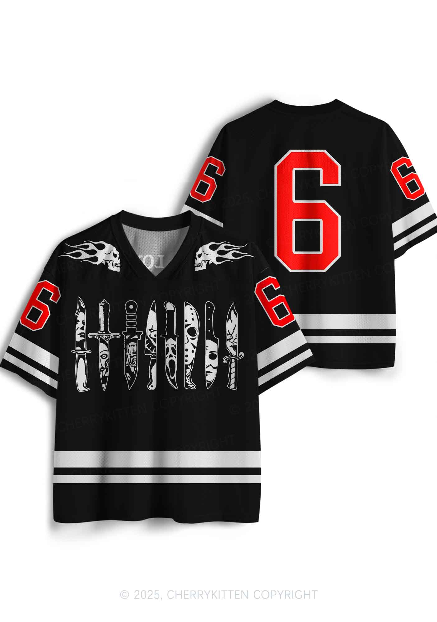 Custom Halloween Ghost Knife Y2K Sport Jersey Shirts Cherrykitten