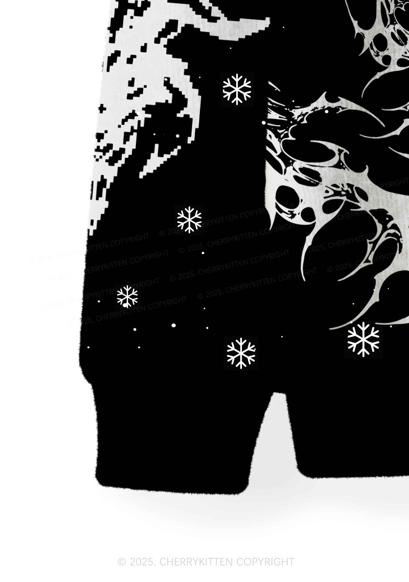 Black Punk Cxxt Y2K Christmas Cardigan Knit Sweatshirt Cherrykitten