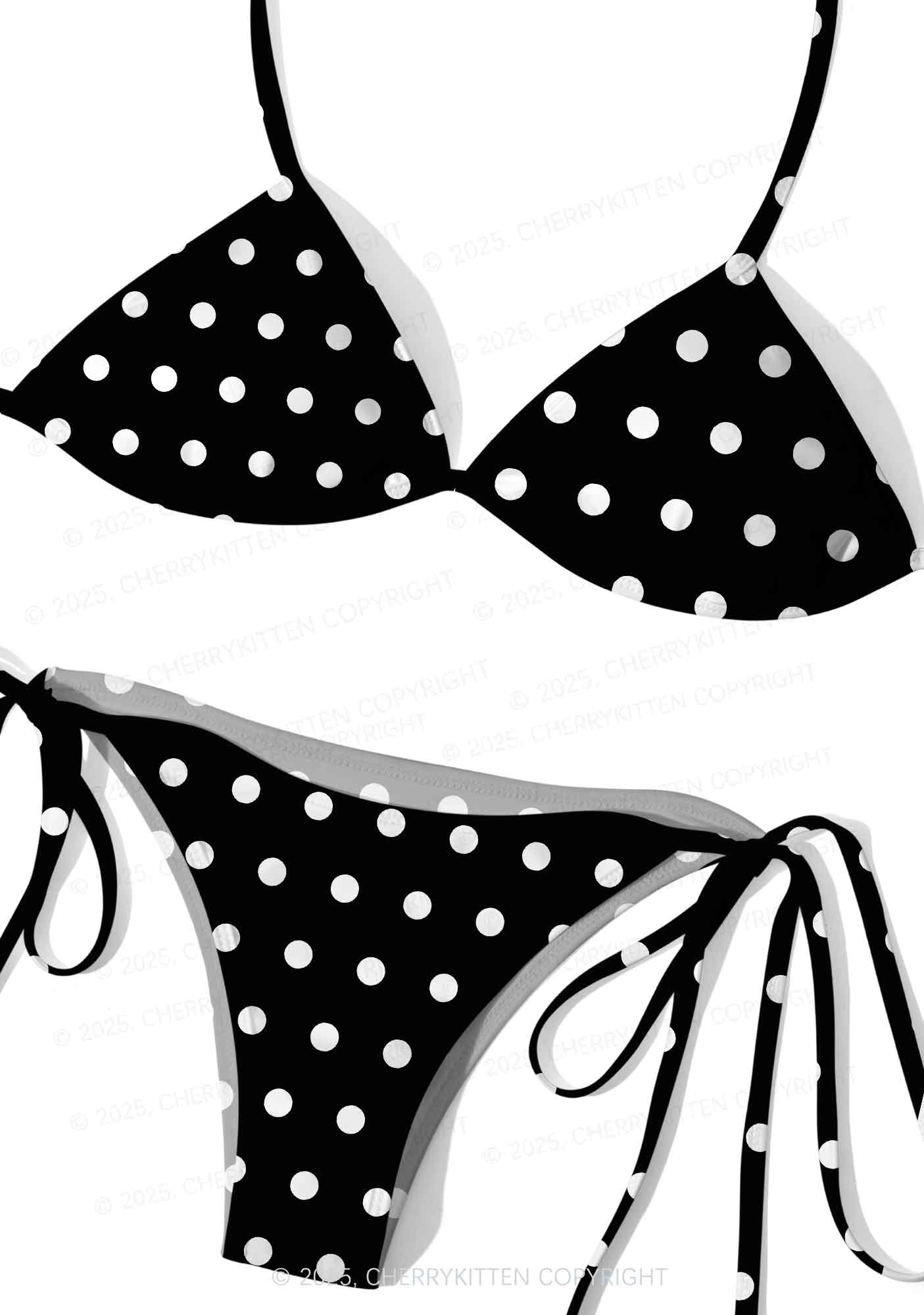 Dotty Black Y2K Print Bikini Set Cherrykitten