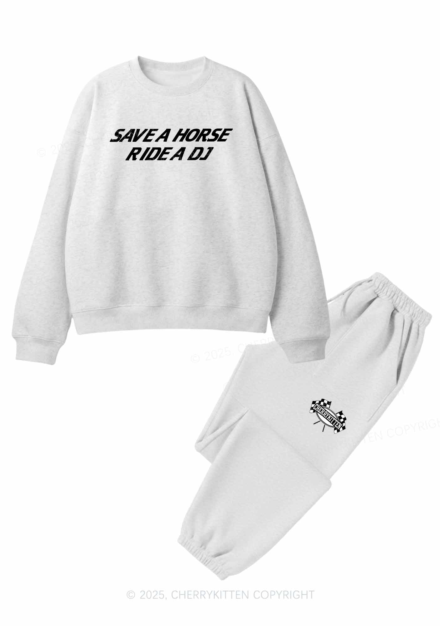 Ride A DJ Y2K Fleece Sweatshirts Set Cherrykitten