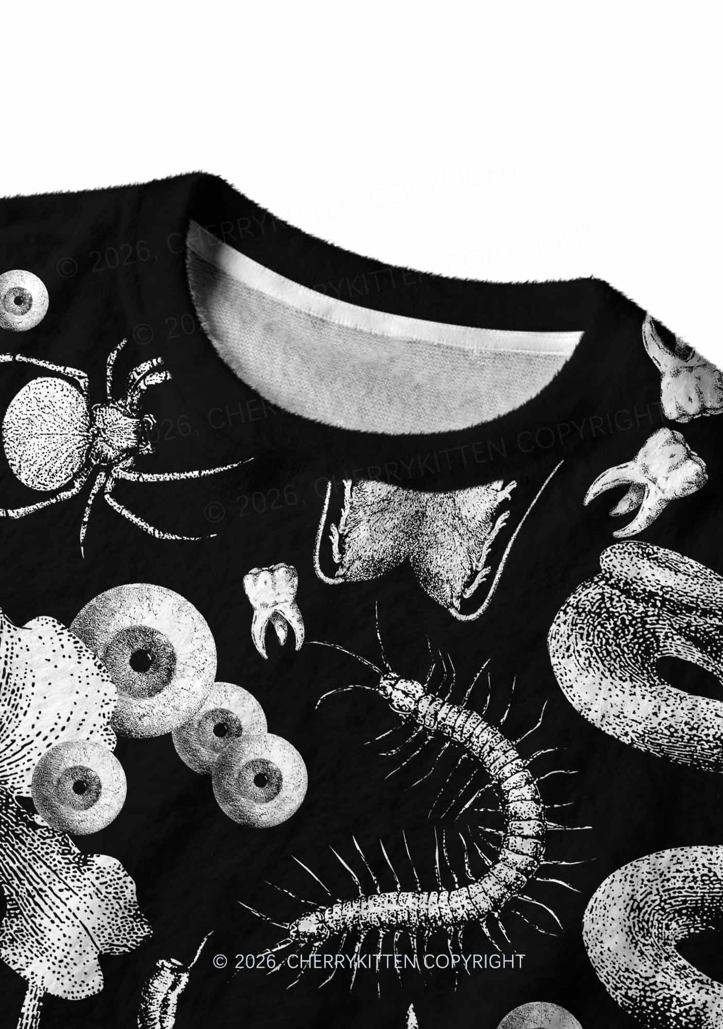 Halloween Dark Sheep Bone Y2K Knit Sweatshirt Cherrykitten