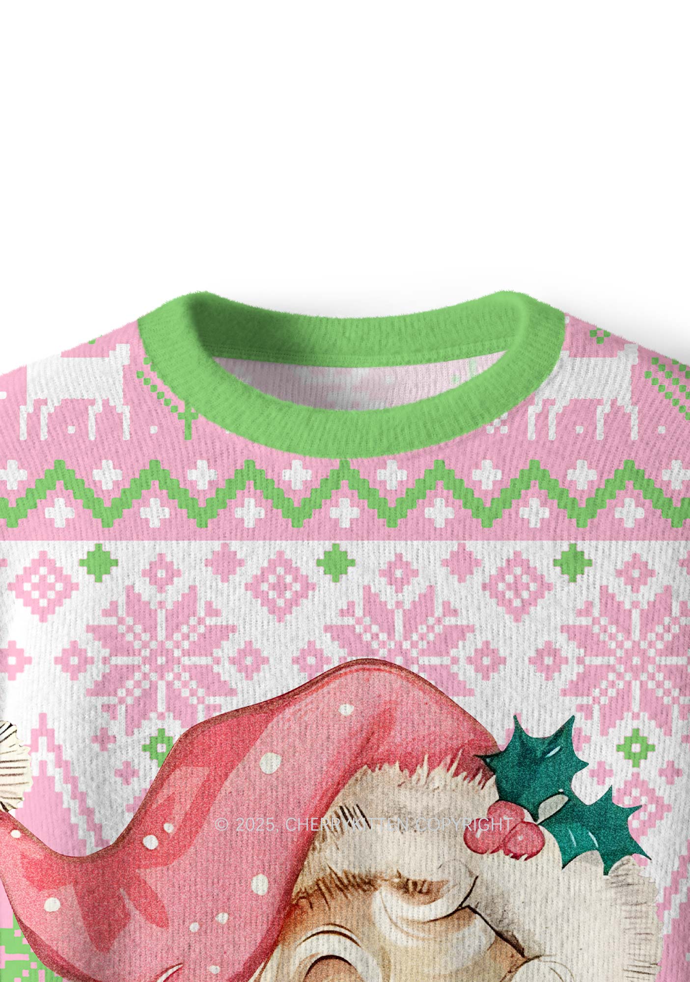 Smiling Santa Claus Y2K Christmas Knit Sweatshirt Cherrykitten