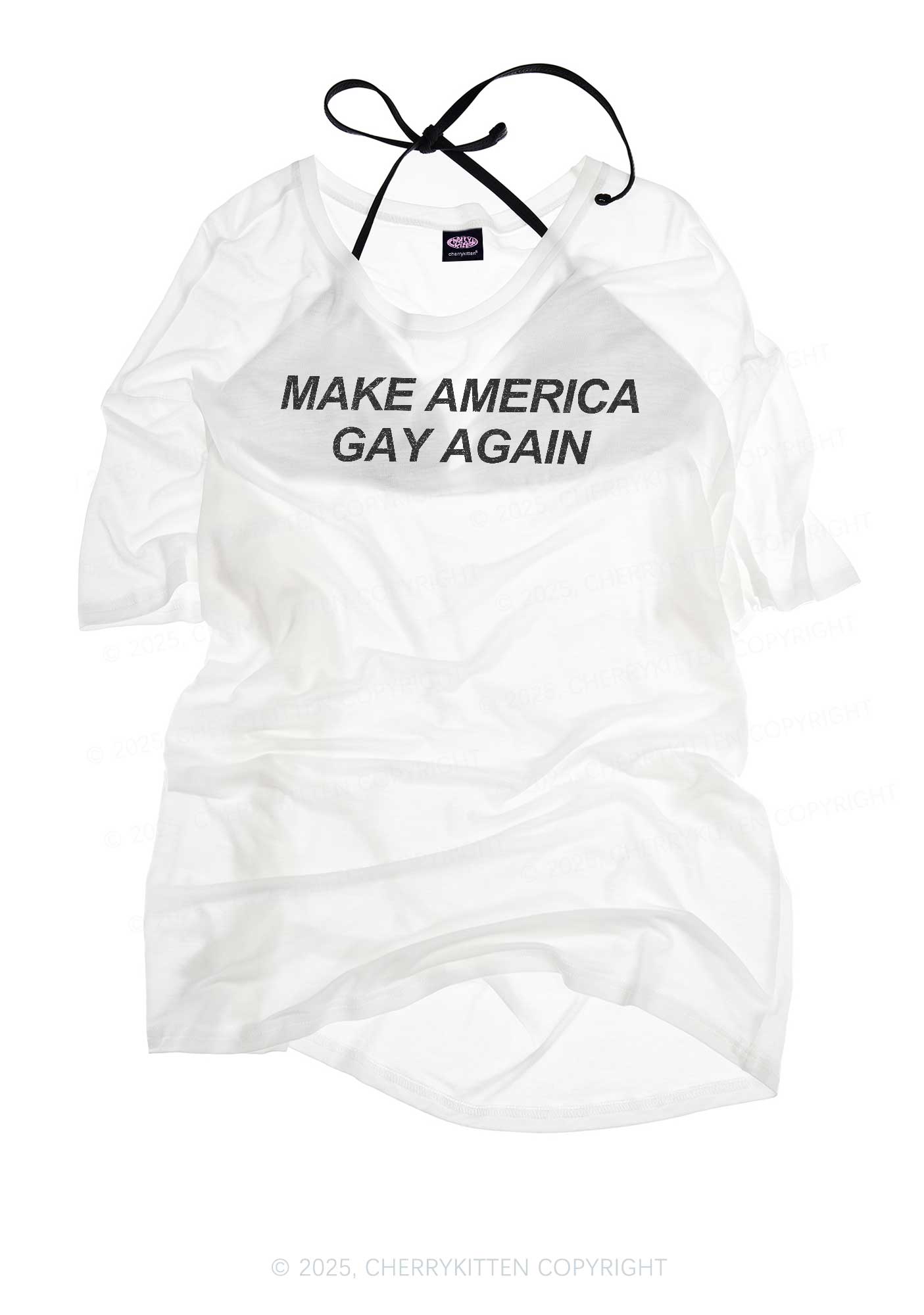Make America Gay Again Pride Y2K Sheer Boyfriend Tee Cherrykitten