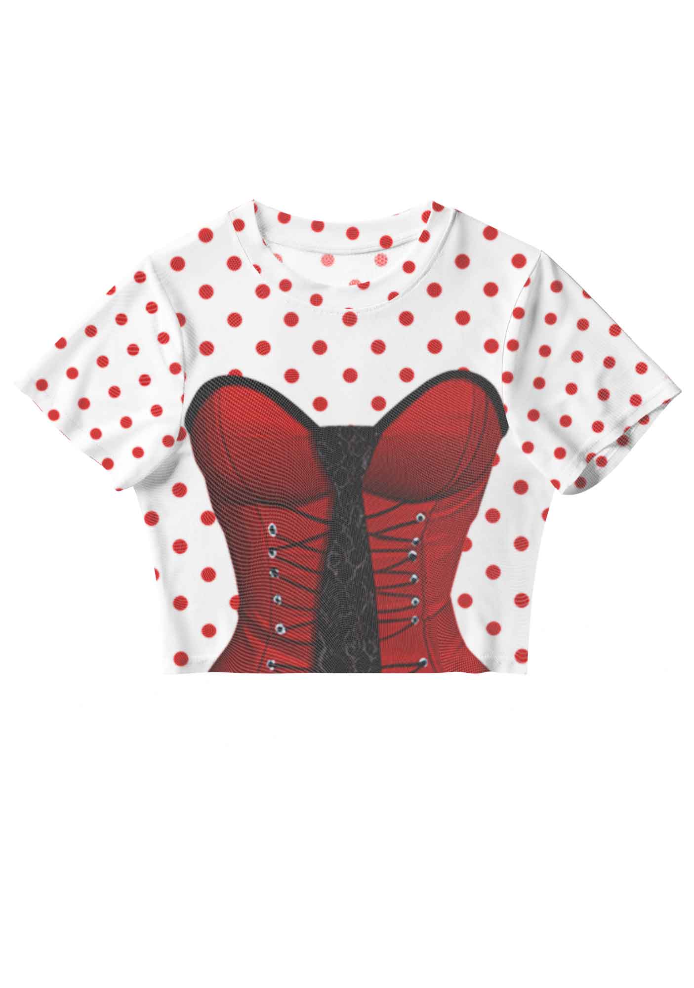 Dots Red Corset Y2K Mesh Crop Top Cherrykitten