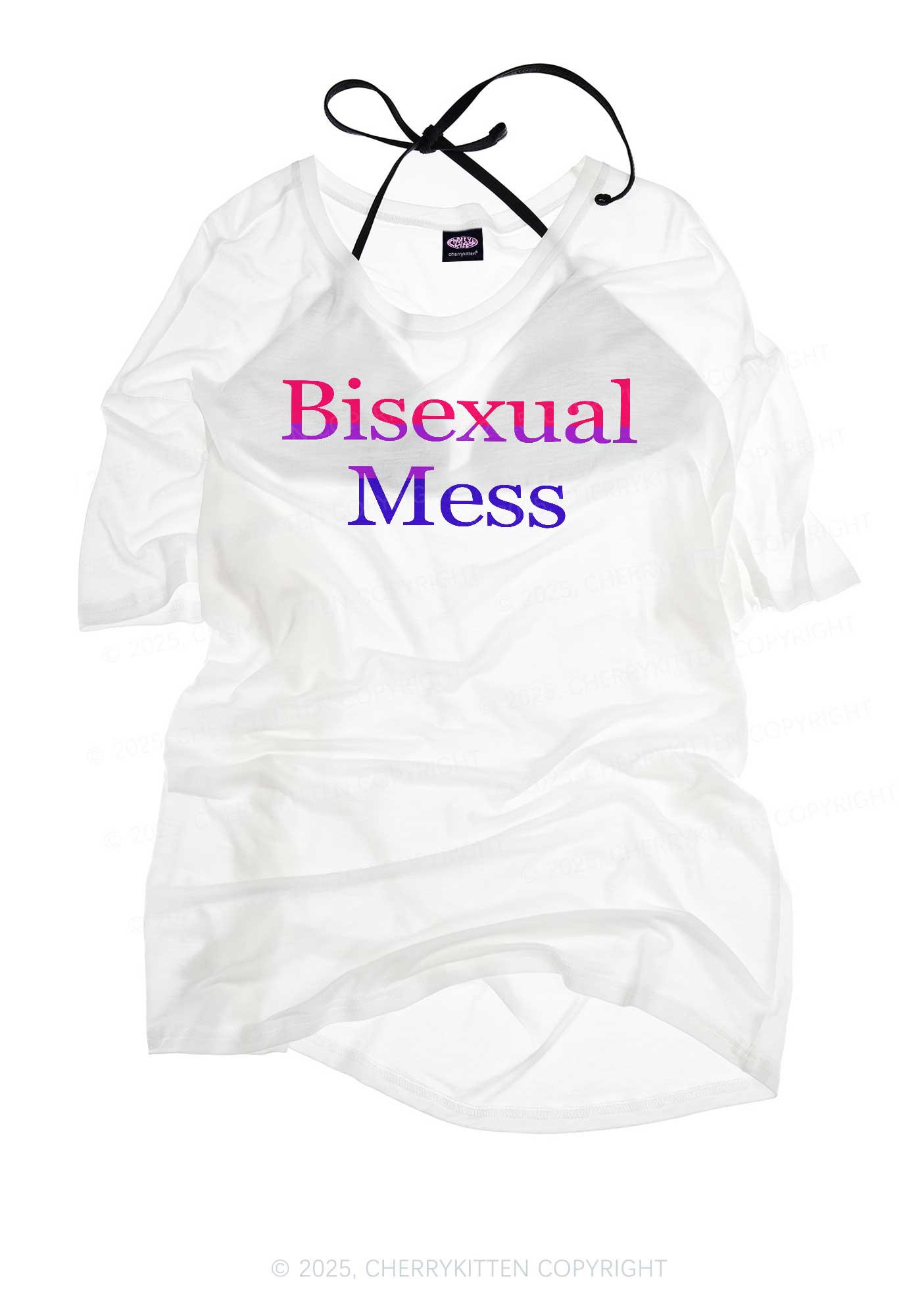 Bisexual Mess Pride Y2K Sheer Boyfriend Tee Cherrykitten