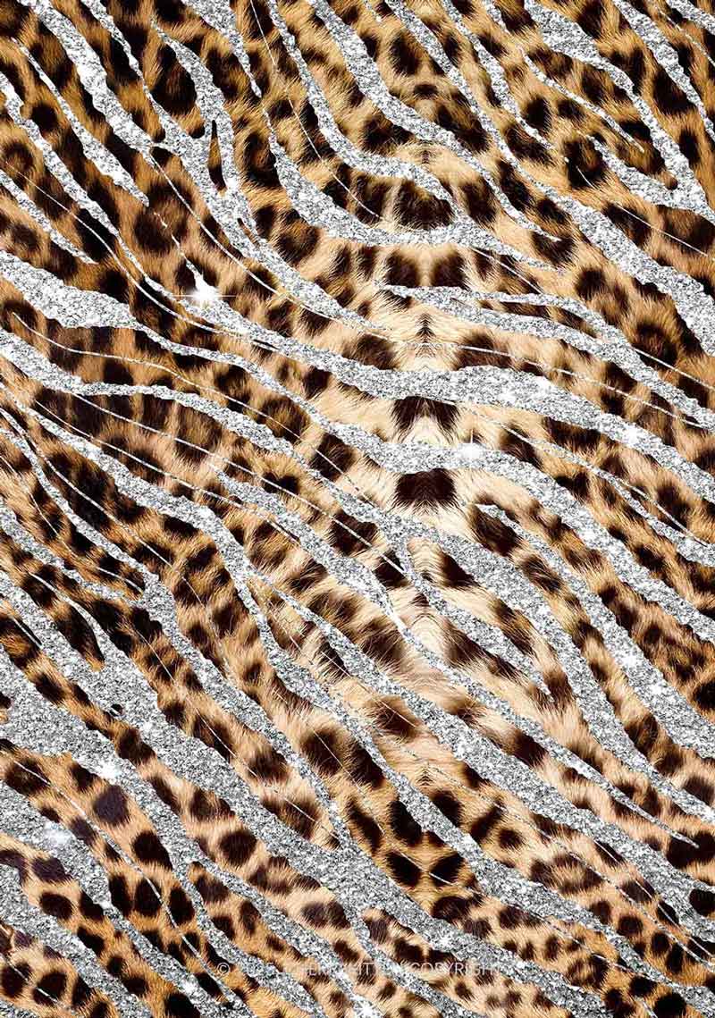 Silver Glitter Leopard Y2K Print Mini Skirt Cherrykitten