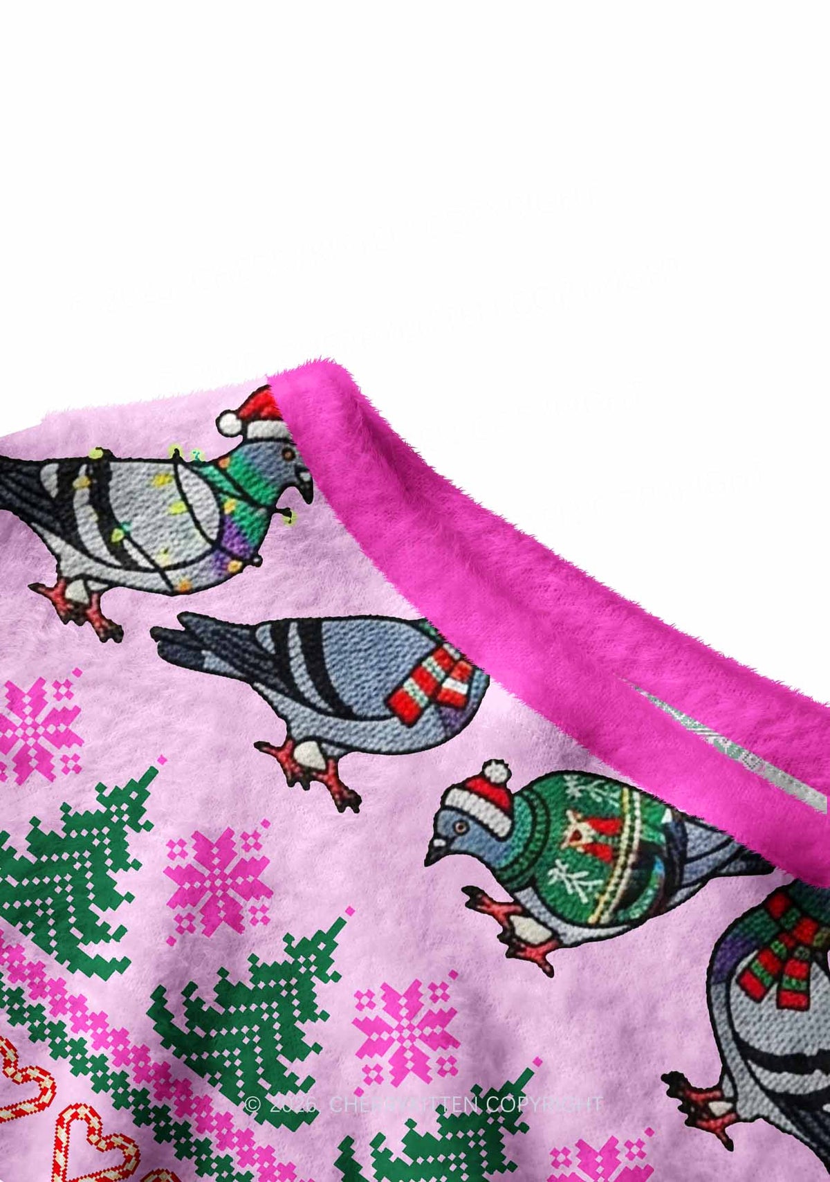 Christmas Pigeon Y2K Off Shoulder Knit Sweatshirt Cherrykitten