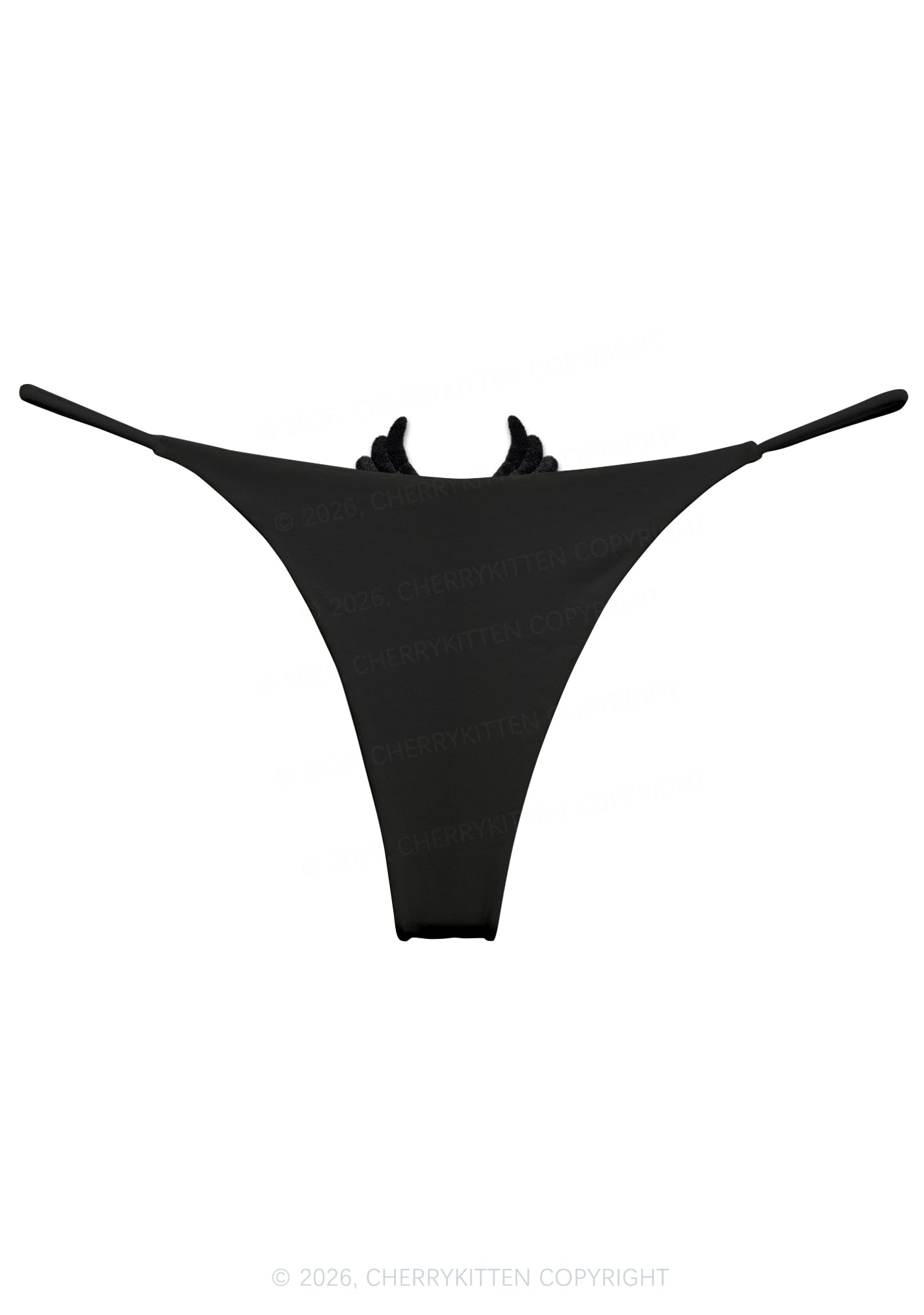 Plain Y2K Bikini String Thong With Black Wings Cherrykitten