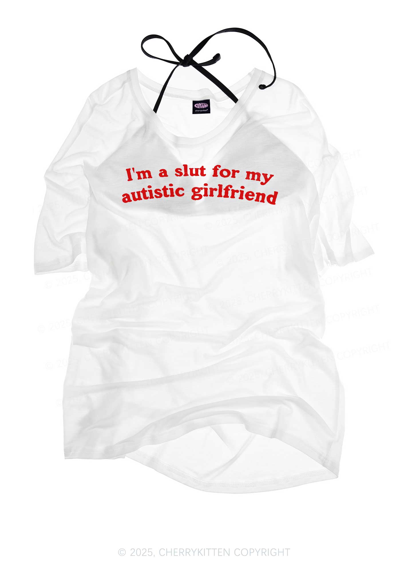 Slxt For My Autistic GF Y2K Sheer Boyfriend Tee Cherrykitten