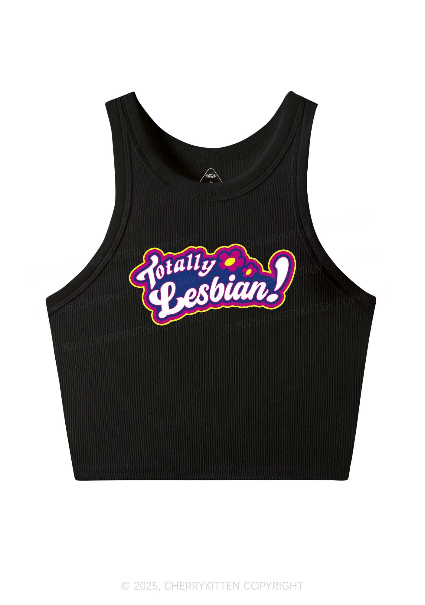 Totally Lesbian Pride Y2K Crop Tank Top Cherrykitten
