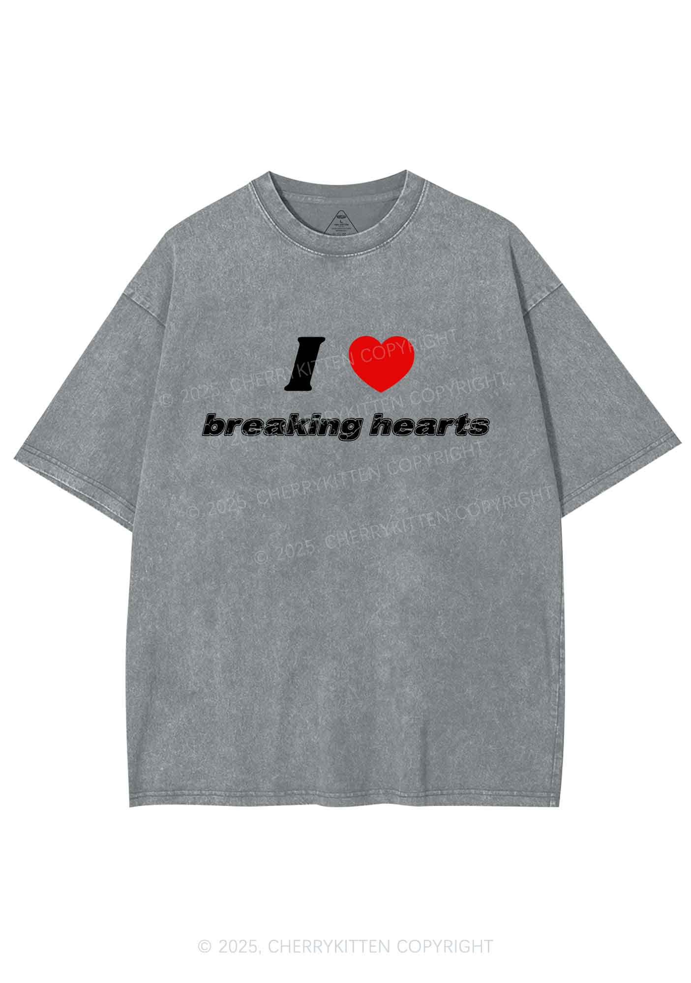 I Love Breaking Hearts Y2K Shirts Washed Tee Cherrykitten