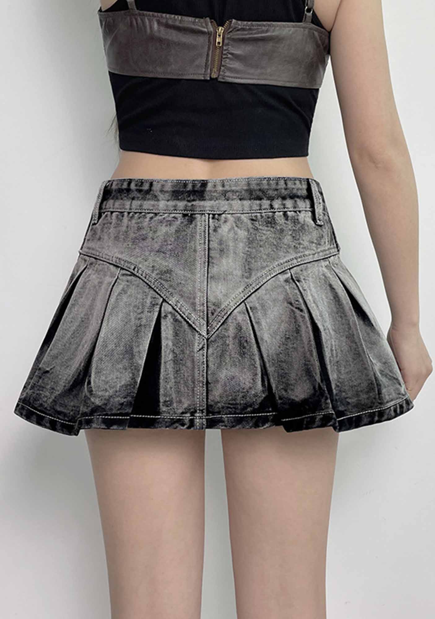 Y2K Washed Gradient Denim Skirt Cherrykitten