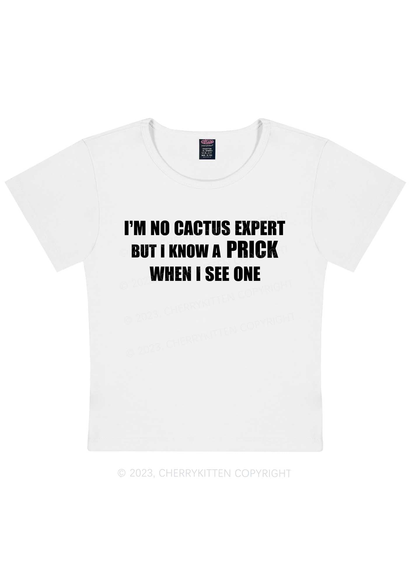 Curvy Cactus Expert Y2K Baby Tee Cherrykitten