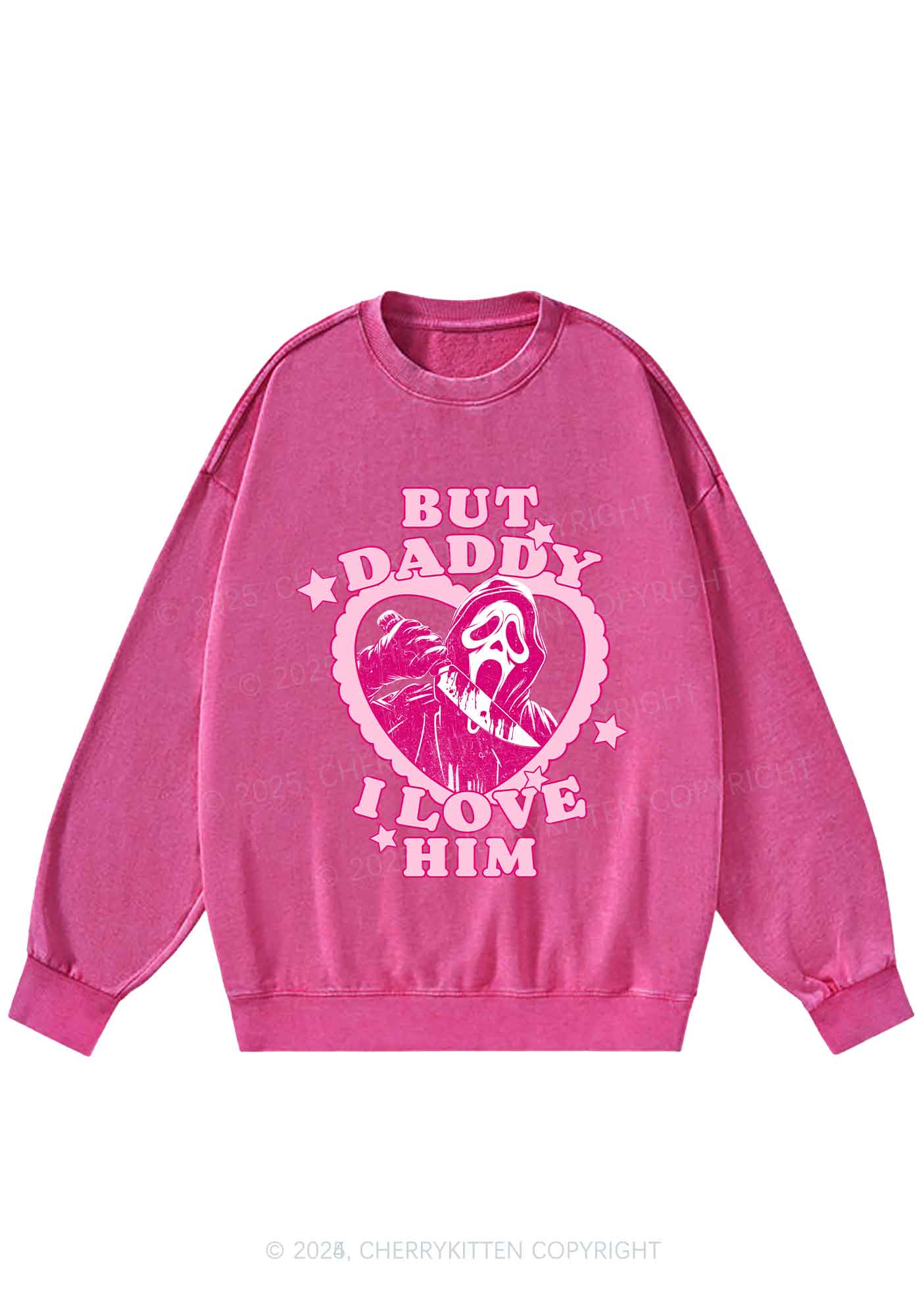 Halloween Daddy Love Horror Y2K Washed Sweatshirts Cherrykitten