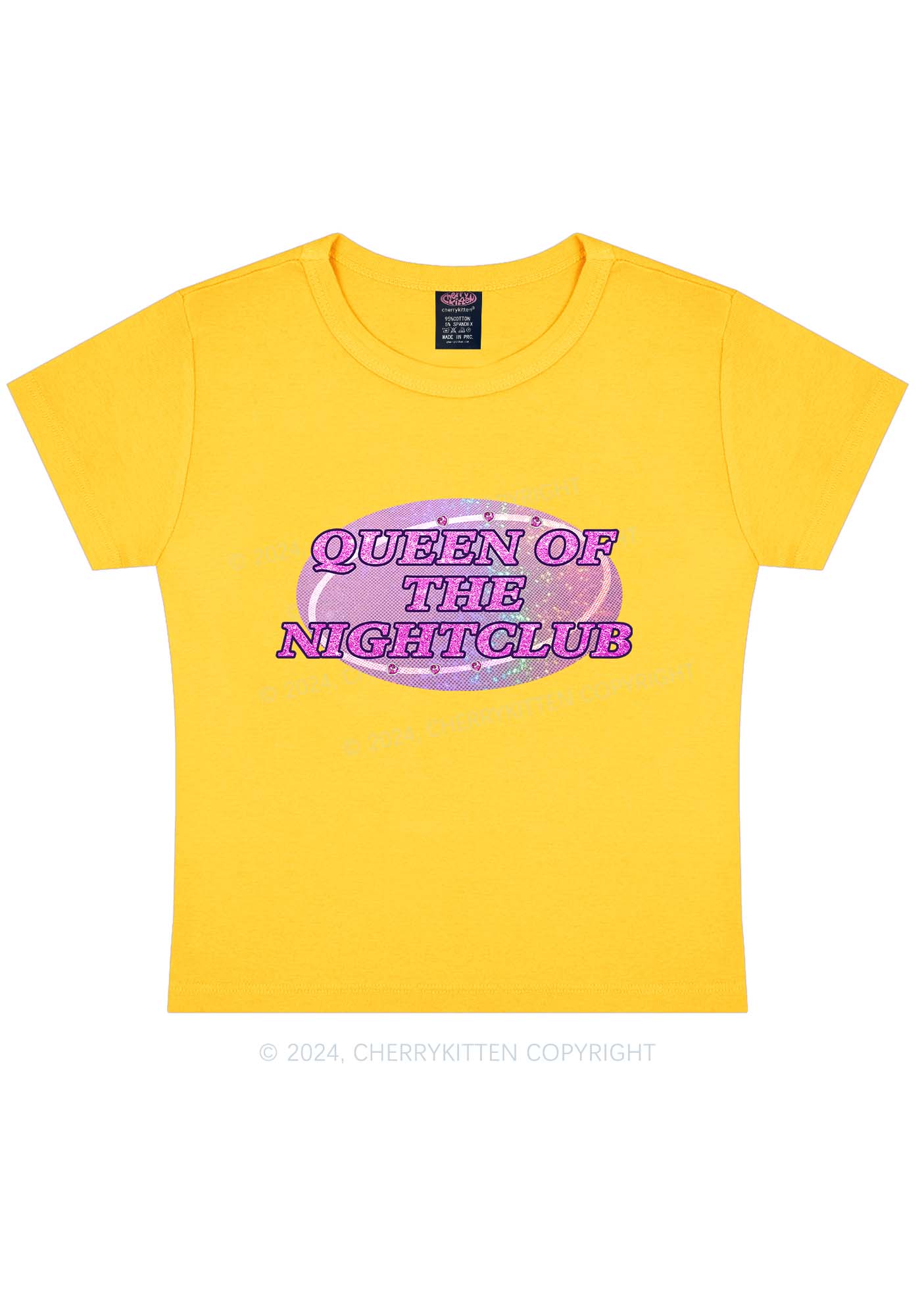 Queen Of Nightclub Y2K Baby Tee Cherrykitten