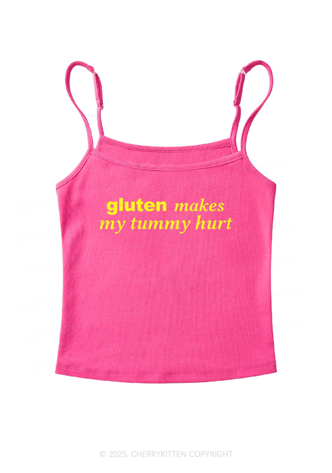 Gluten Makes Tummy Hurt Y2K Spaghetti Strap Cami Cherrykitten