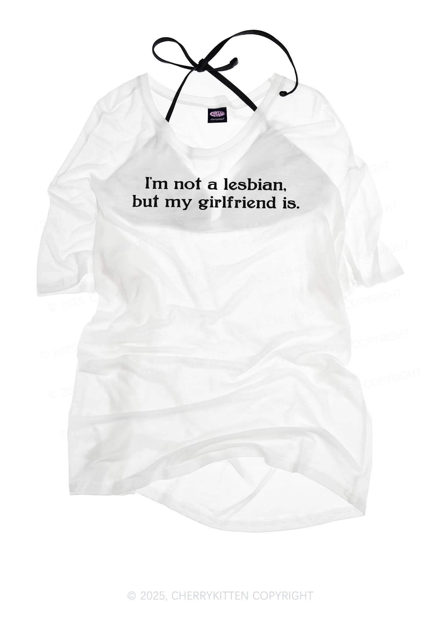 My Girlfriend Is Lesbian Pride Y2K Sheer Boyfriend Tee Cherrykitten