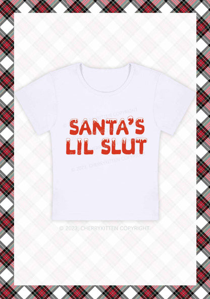 Santa's Lil Slxt Christmas Y2K Baby Tee Cherrykitten