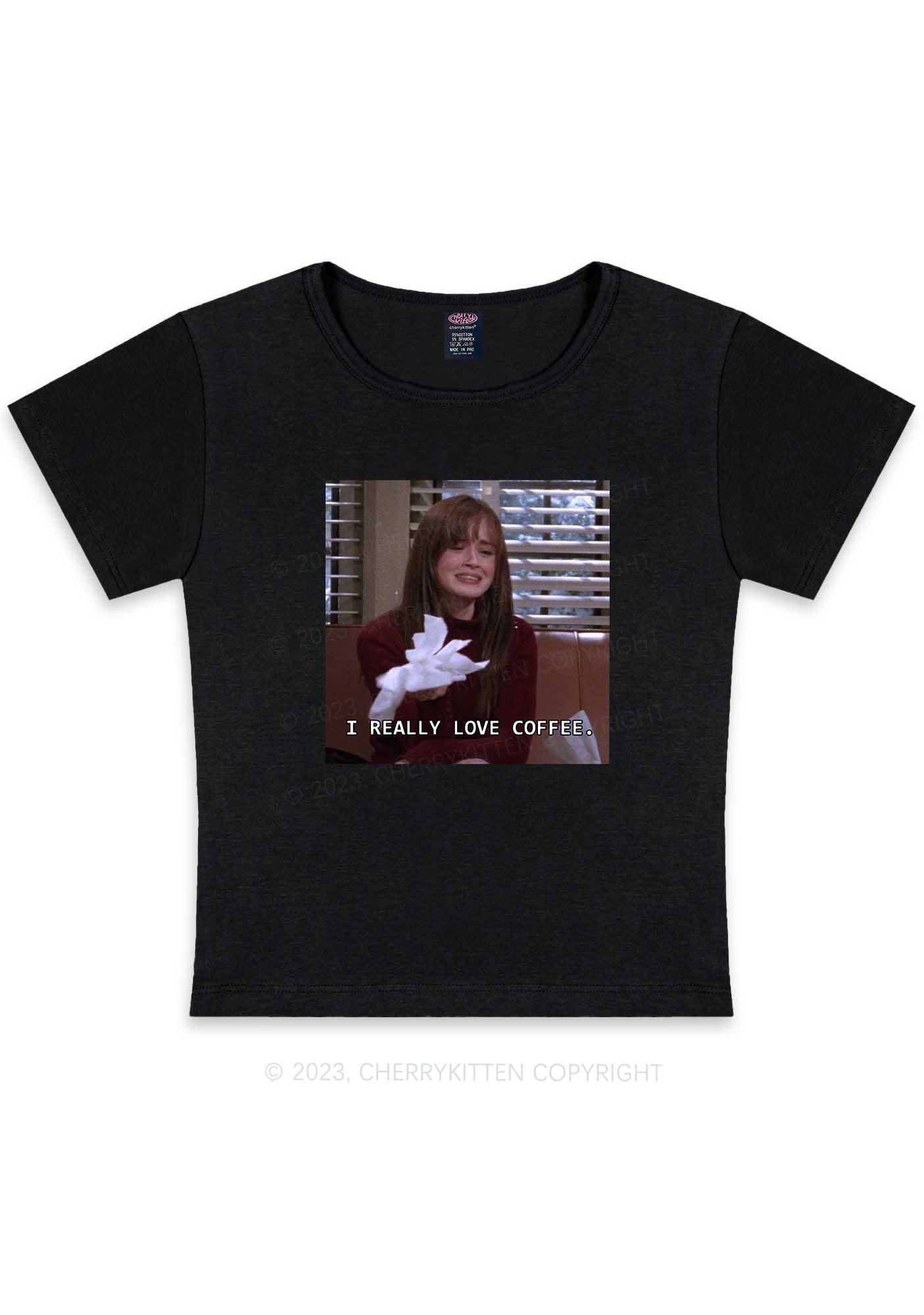 Curvy I Really Love Coffee Y2K Baby Tee Cherrykitten