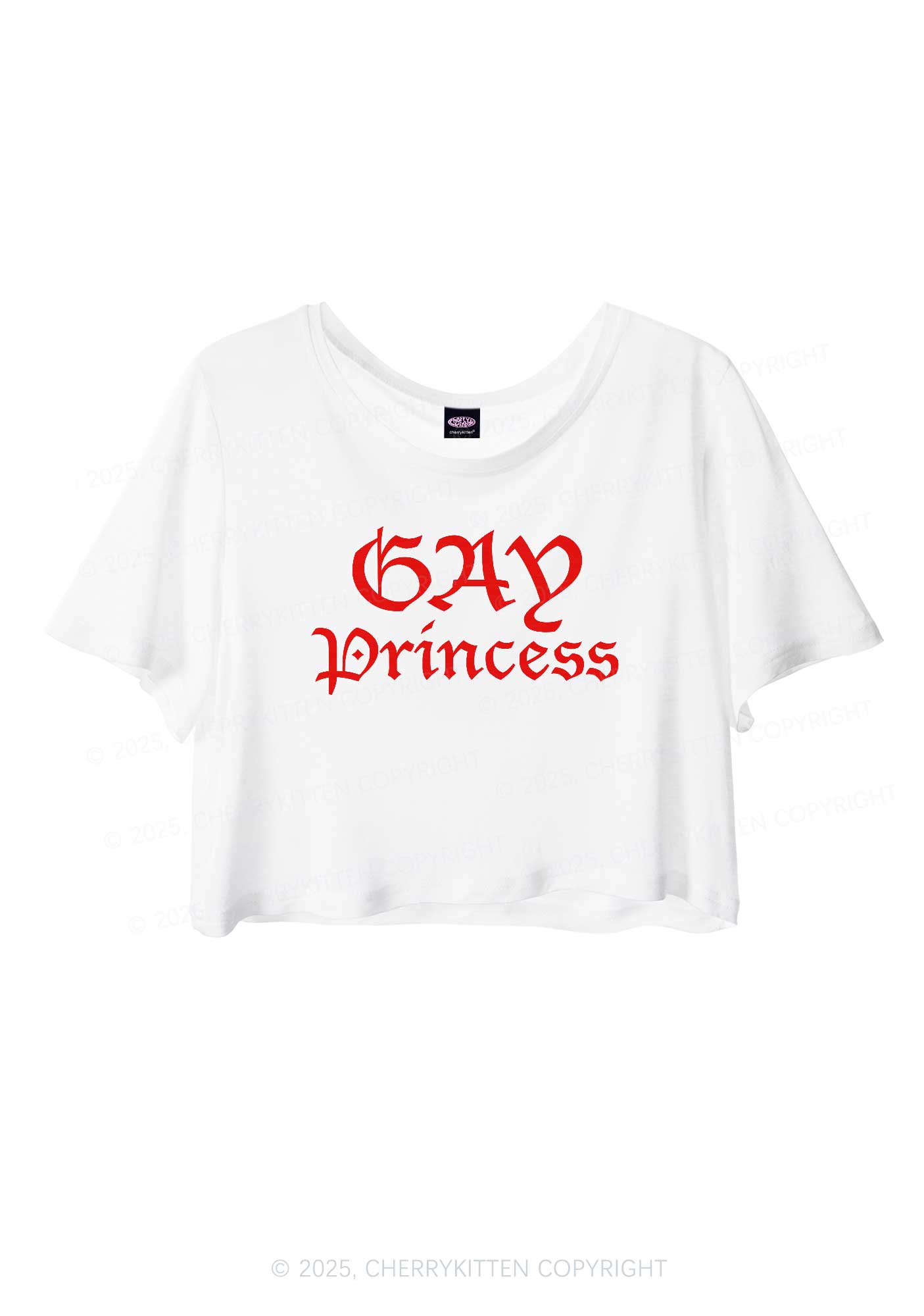 Gay Princess Pride Y2K Sheer Crop Tee Cherrykitten