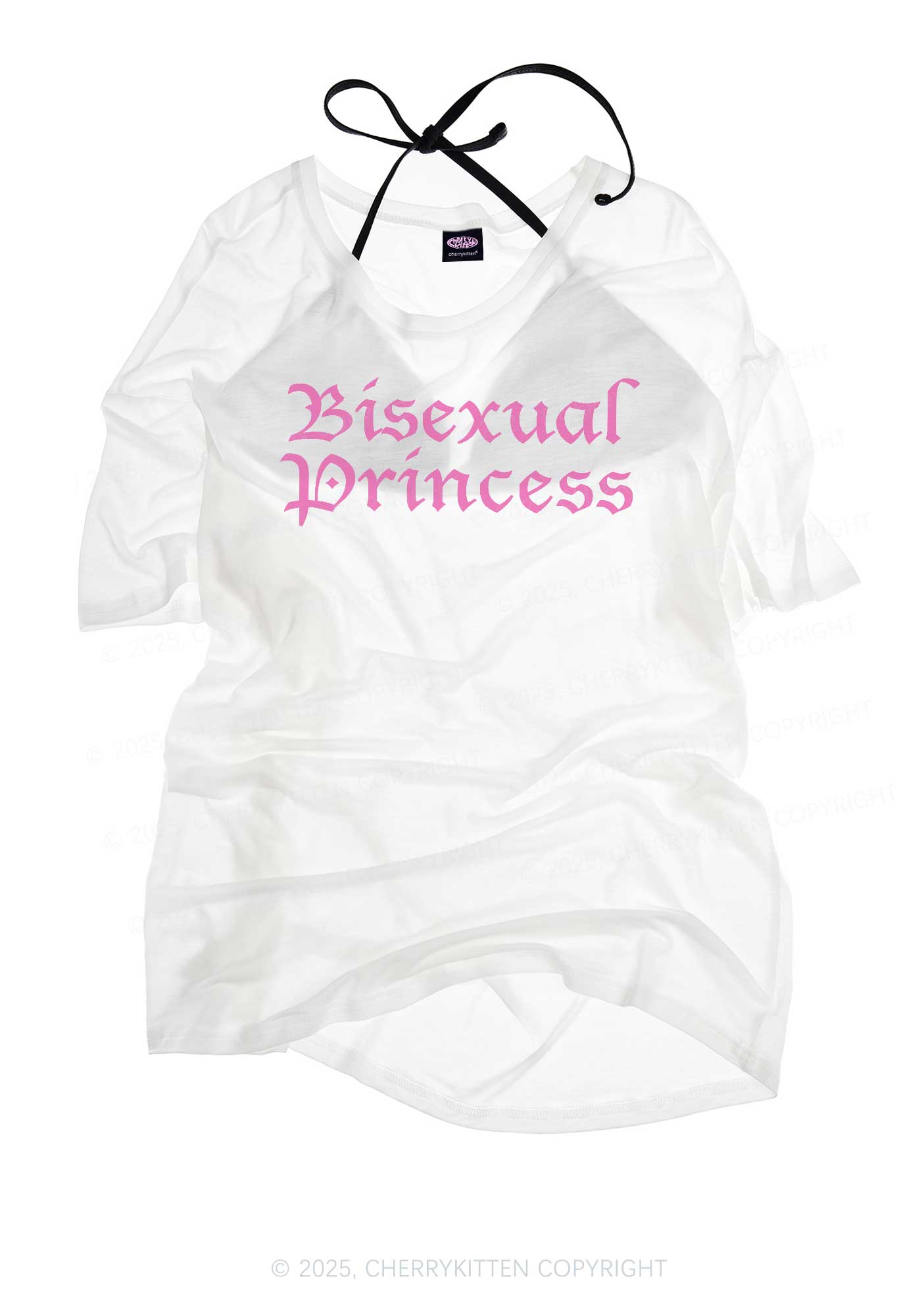 Bisexual Princess Pride Y2K Sheer Boyfriend Tee Cherrykitten