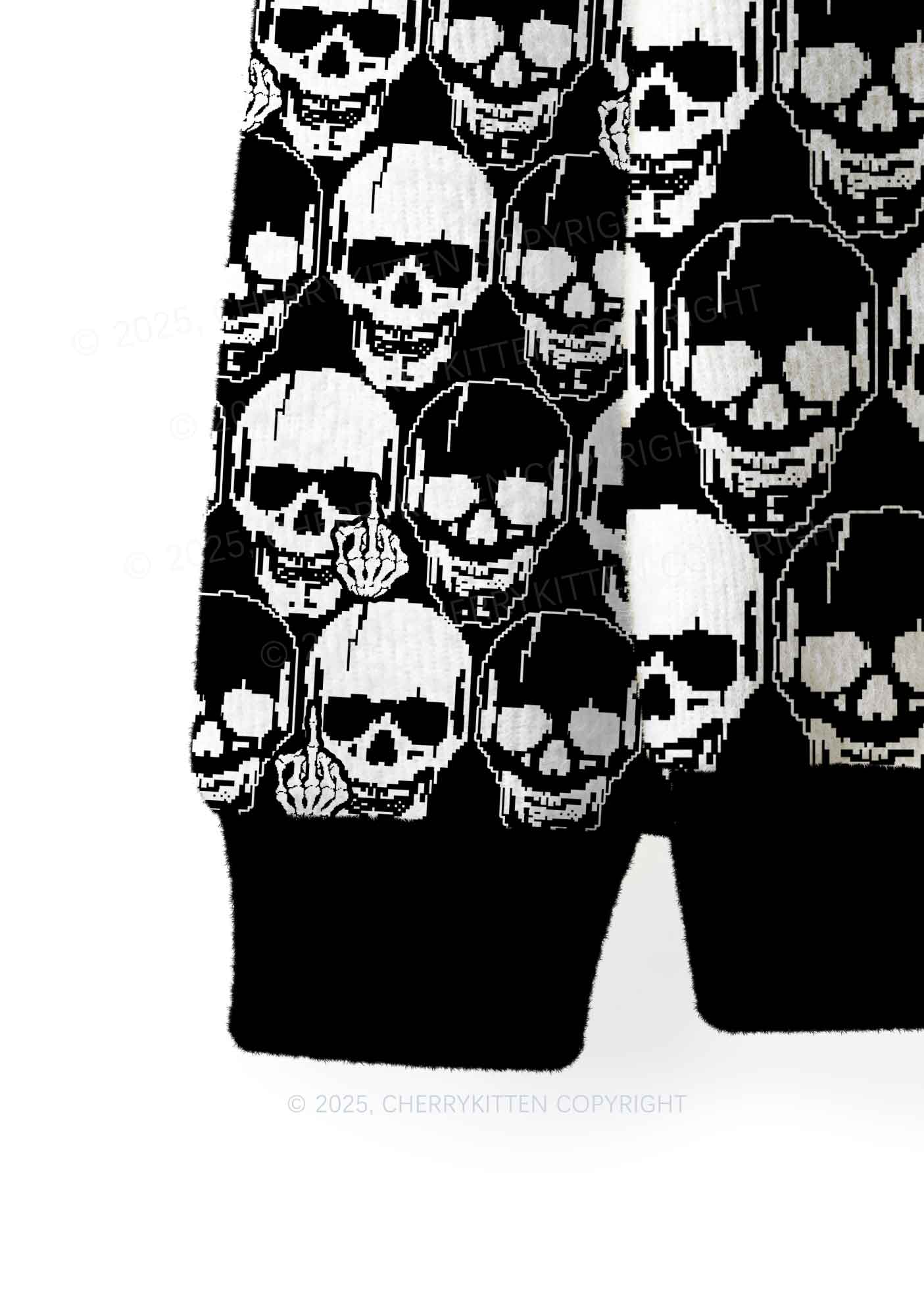 Fxck Skulls Y2K Christmas Knit Sweatshirt Cherrykitten