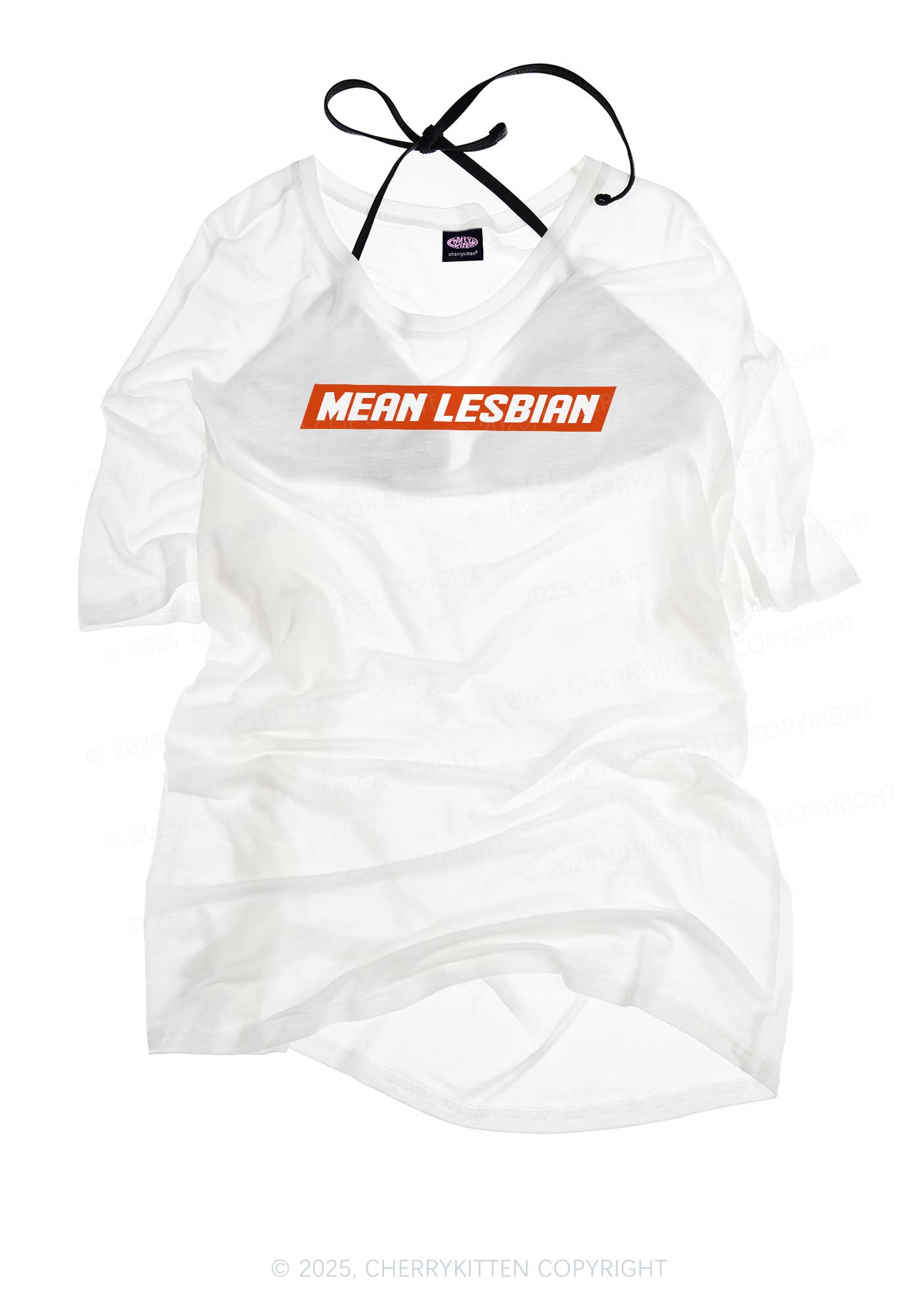Mean Lesbian Pride Y2K Sheer Boyfriend Tee Cherrykitten