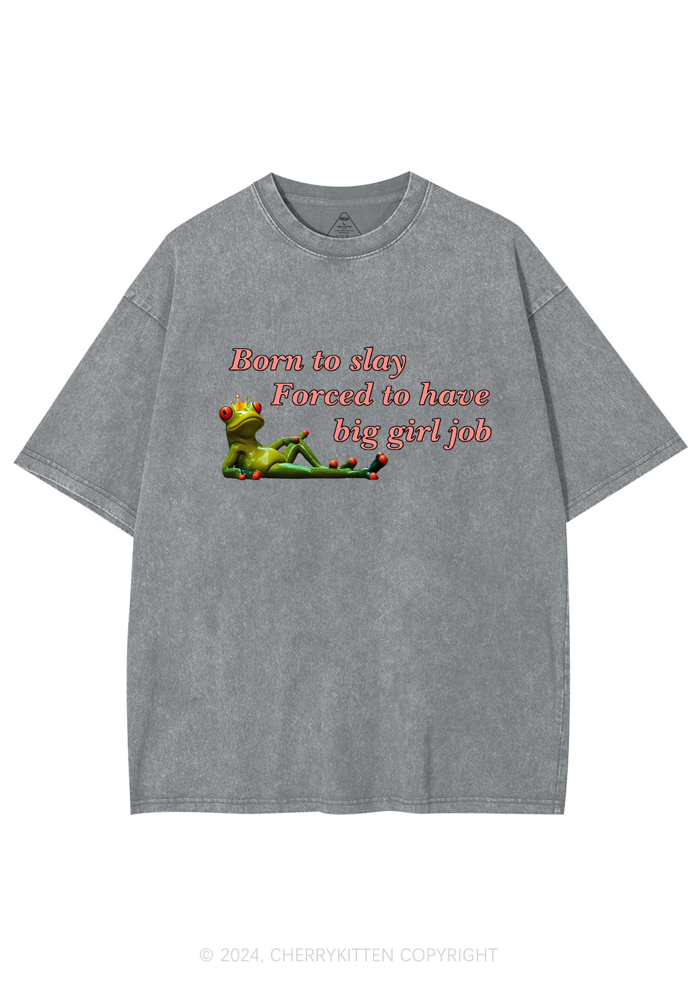 Forced To Have Big Girl Job Y2K Washed Tee Cherrykitten