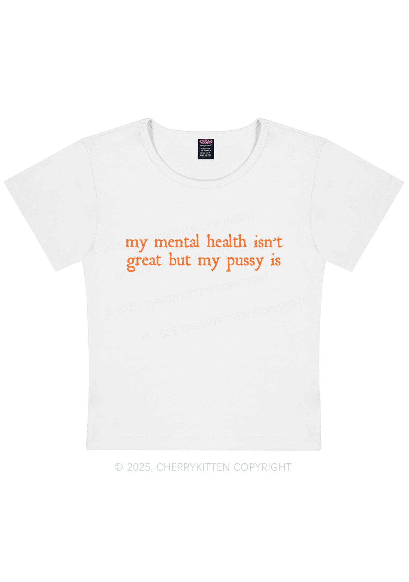 Curvy Great Mental Health Y2K Baby Tee Cherrykitten