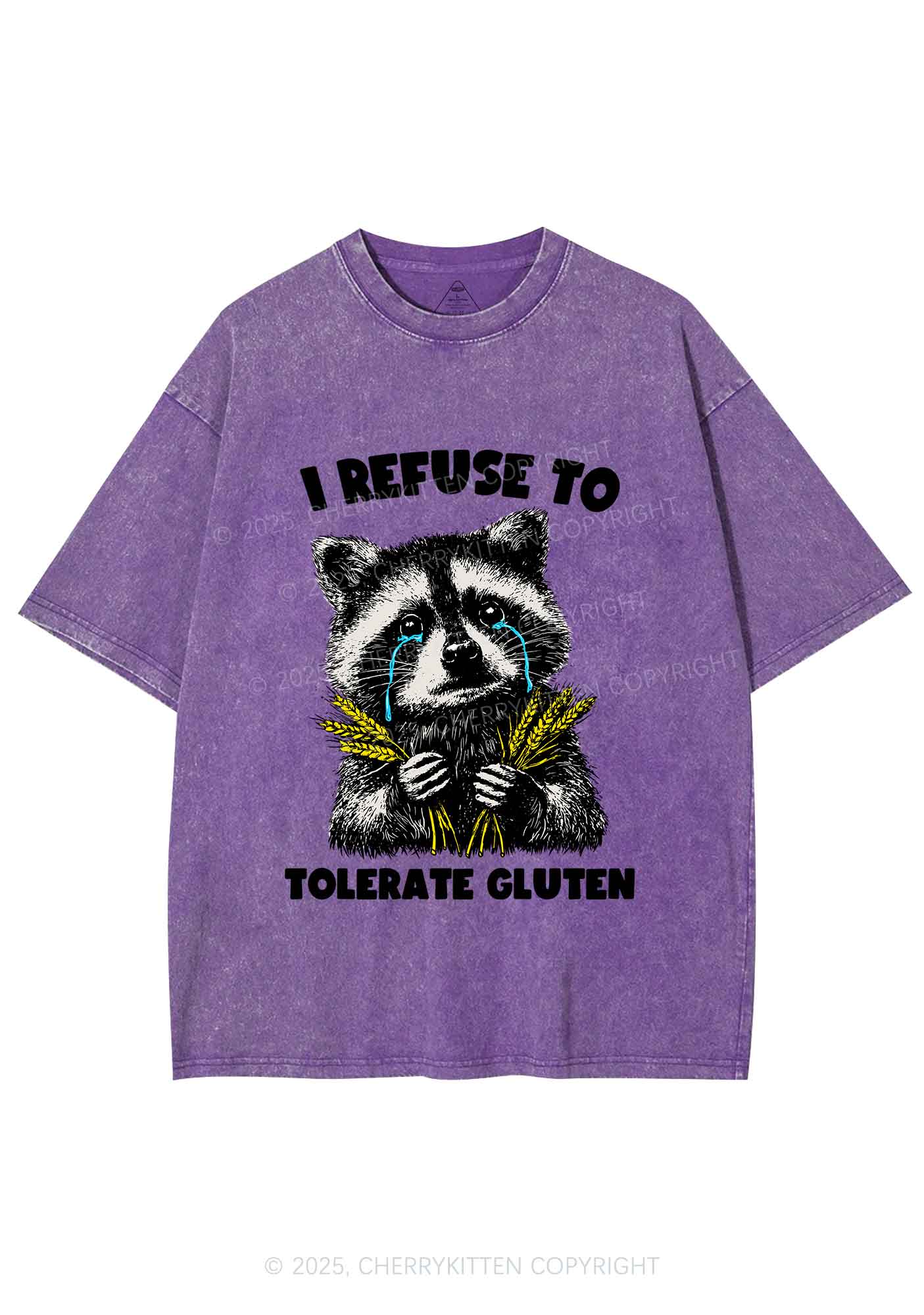 Refuse To Tolerate Gluten Y2K Shirts Washed Tee Cherrykitten