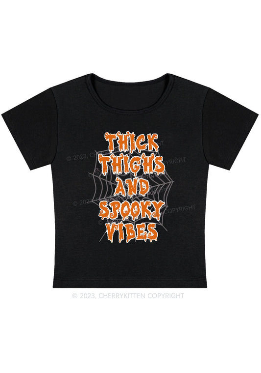 Thick Thighs Spooky Vibes Halloween Baby Tee Cherrykitten
