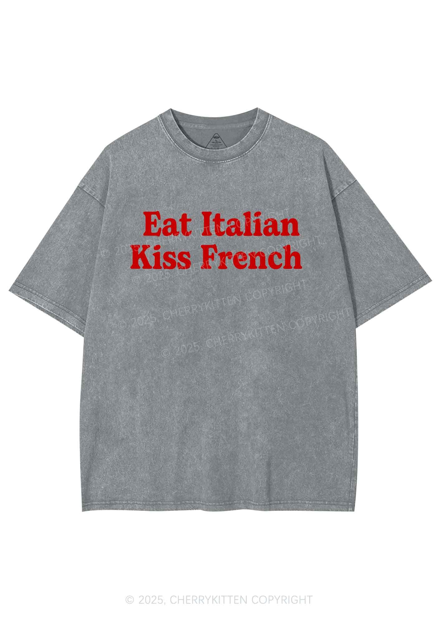 Eat Italian Kiss French Y2K Washed Tee Cherrykitten
