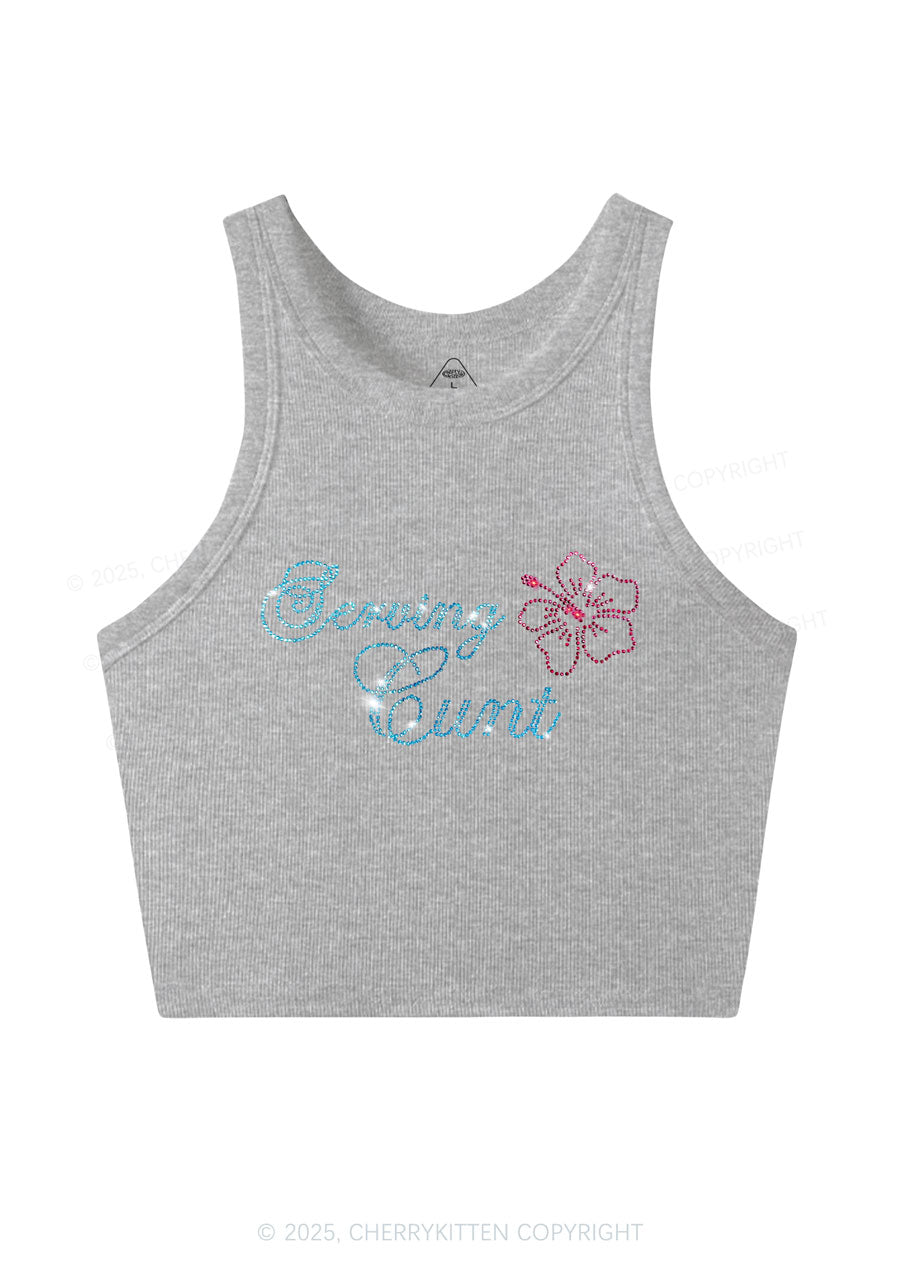 Rhinestone Serving Cxxt Y2K Crop Tank Top Cherrykitten