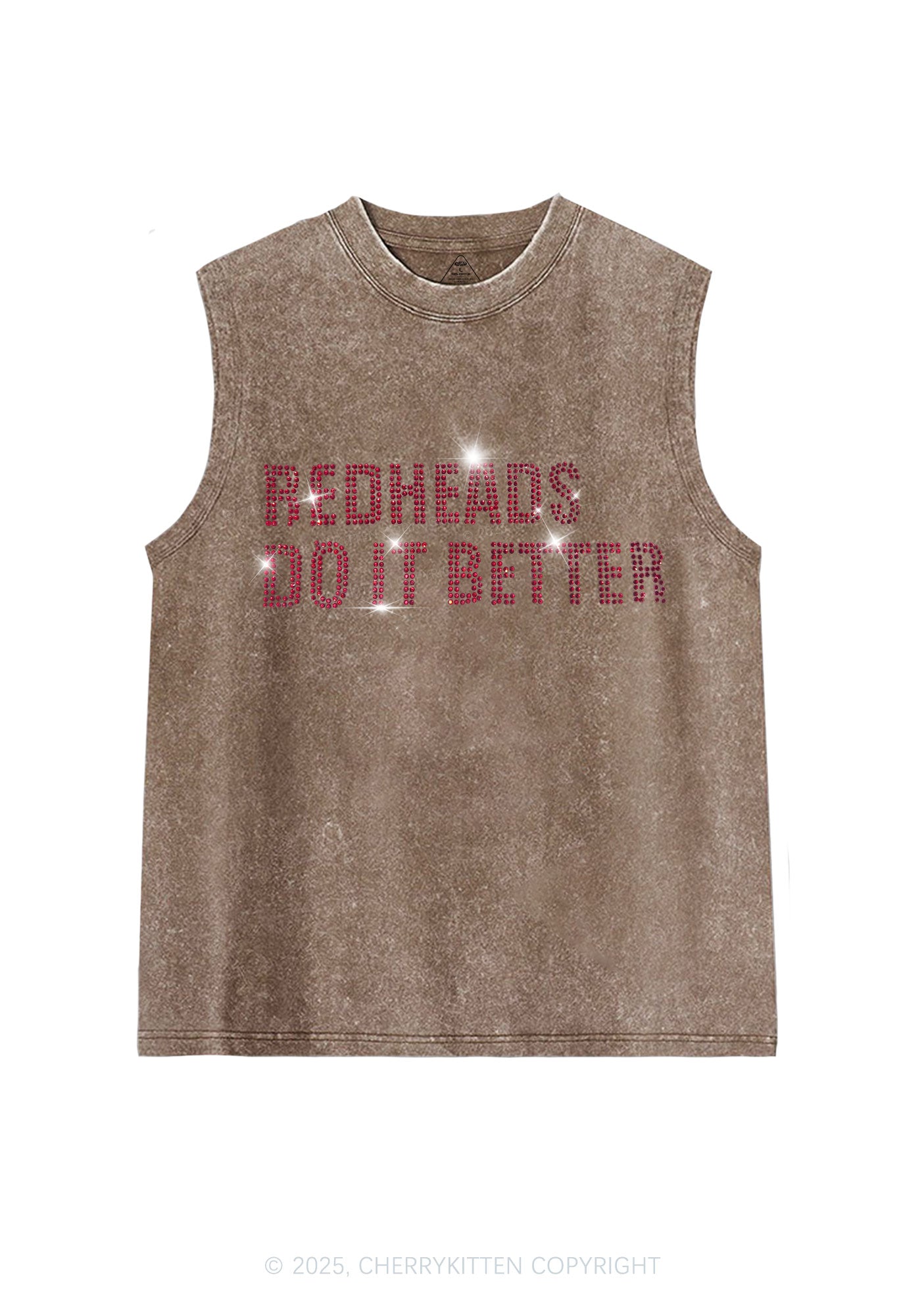 Rhinestone Redheads Do It Better Y2K Washed Muscle Tank Cherrykitten