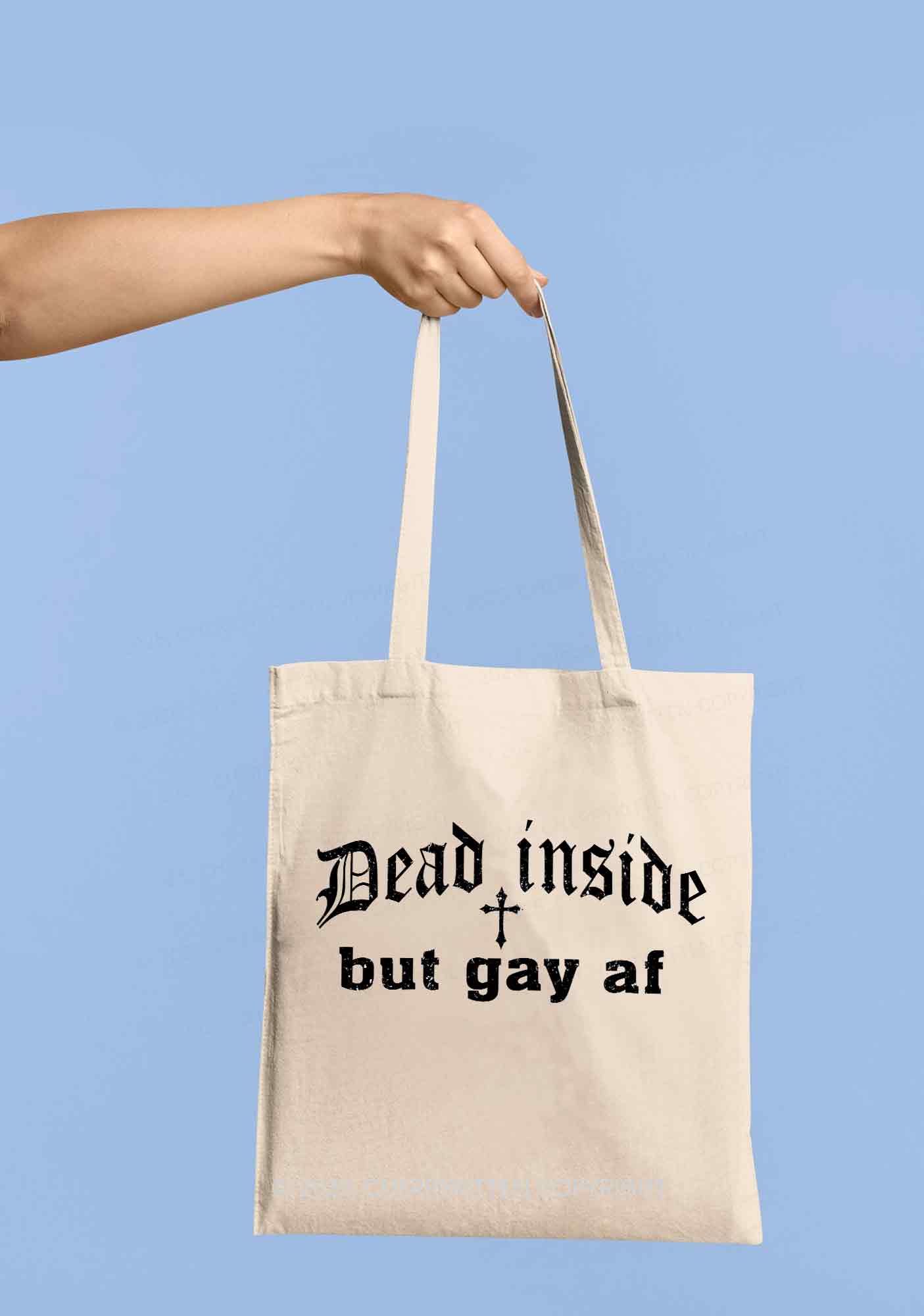 Dead Inside But Gay AF Pride Y2K Canvas Tote Bag Cherrykitten