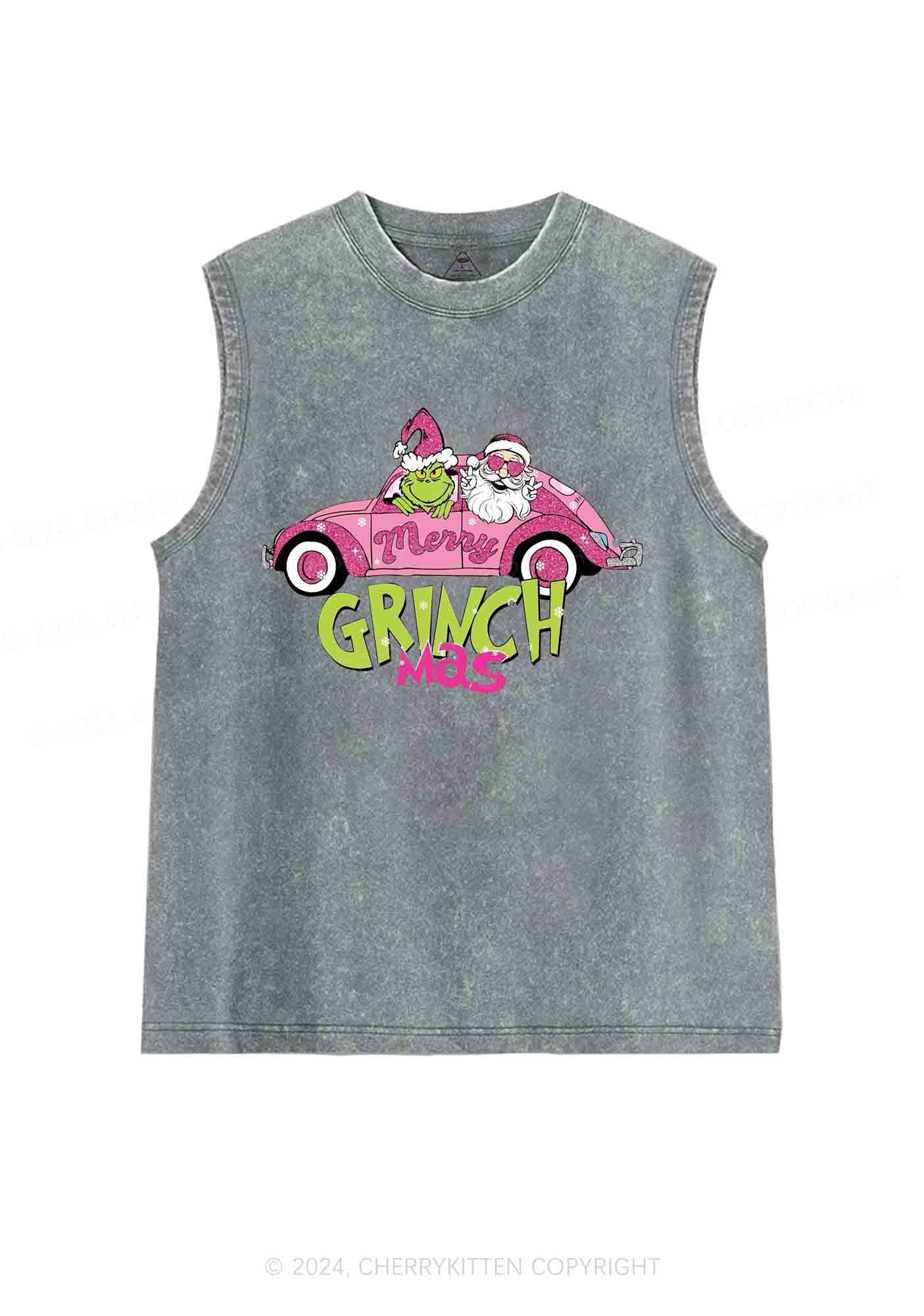 Christmas Pink Car Y2K Washed Tank Cherrykitten