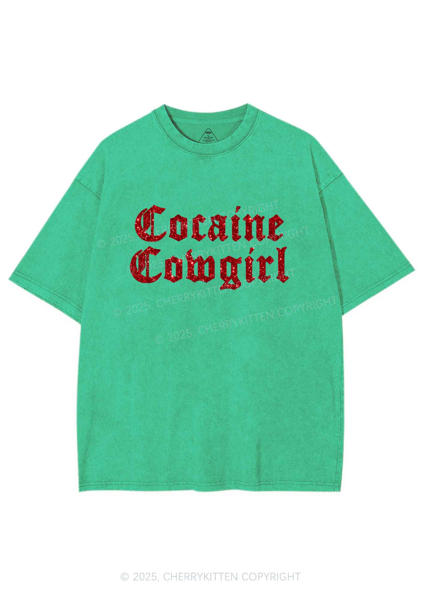 Glitter Cola Cowgirl Y2K Shirts Washed Tee Cherrykitten