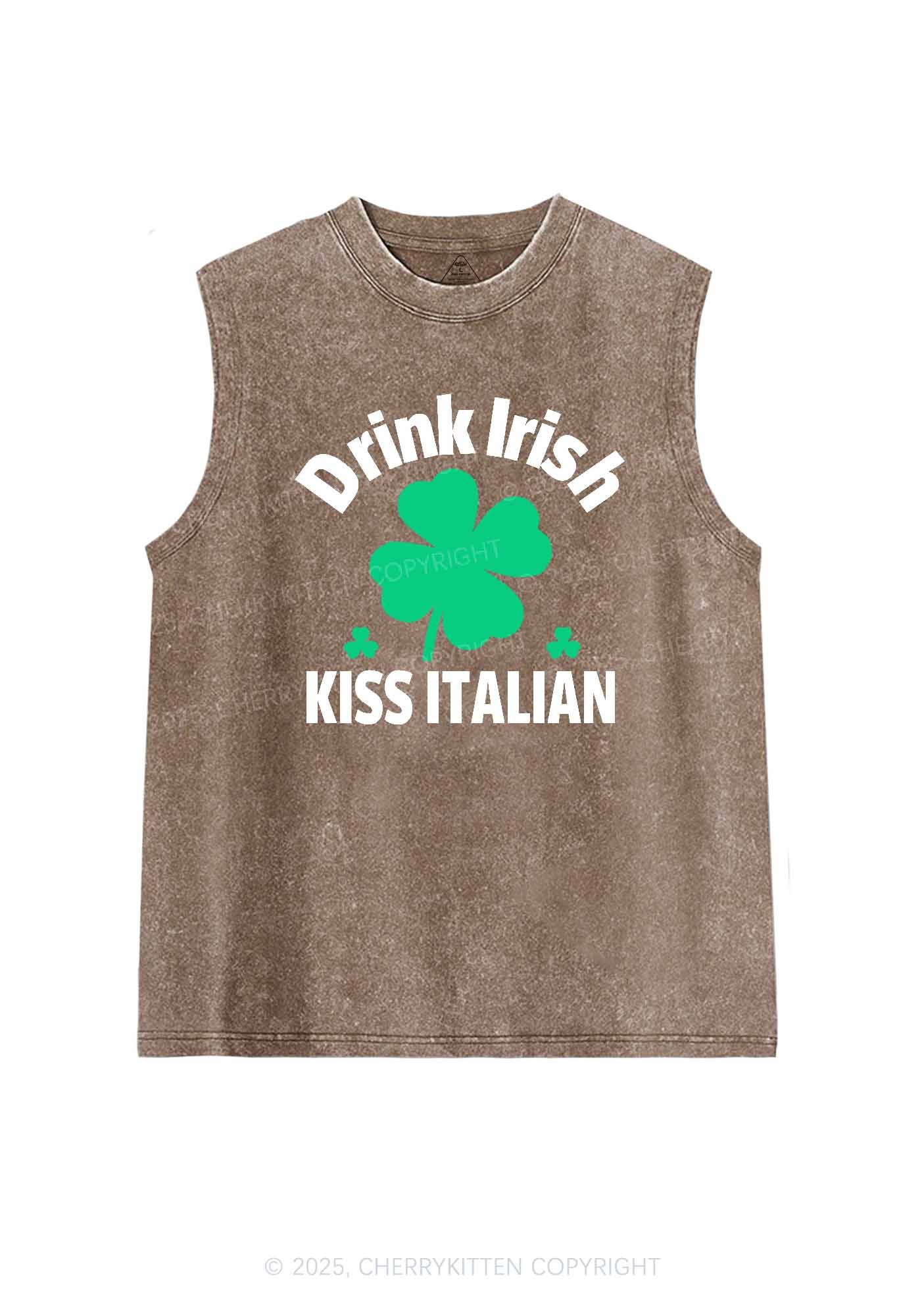 Drink Irish Kiss Italian St Patricks Y2K Washed Tank Cherrykitten