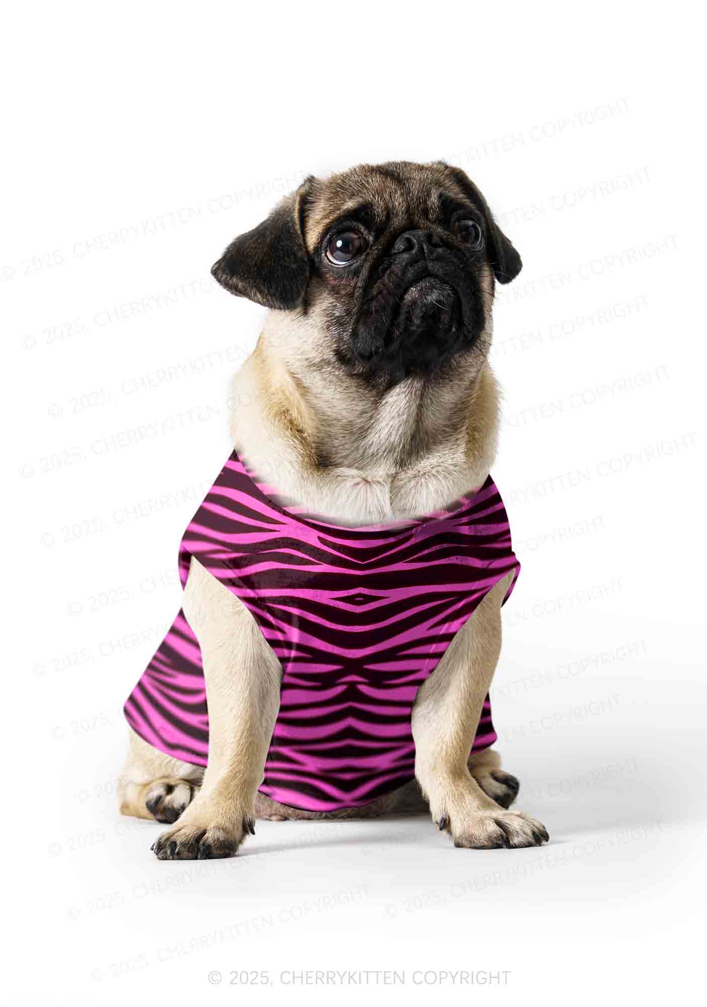 Pink Zebra Y2K Pet Tank Top Cherrykitten