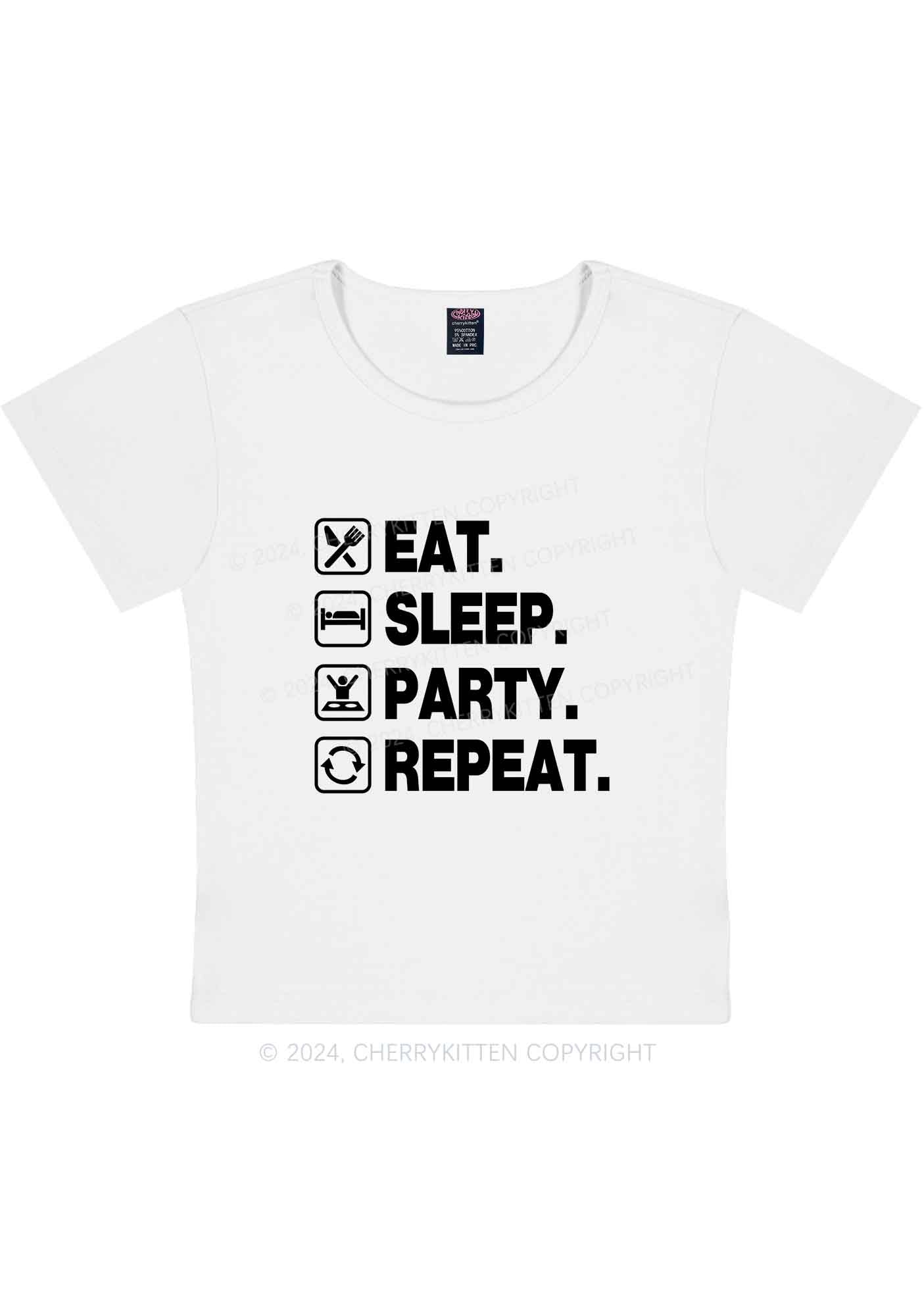 Curvy Eat Sleep Party Repeat Y2K Baby Tee Cherrykitten