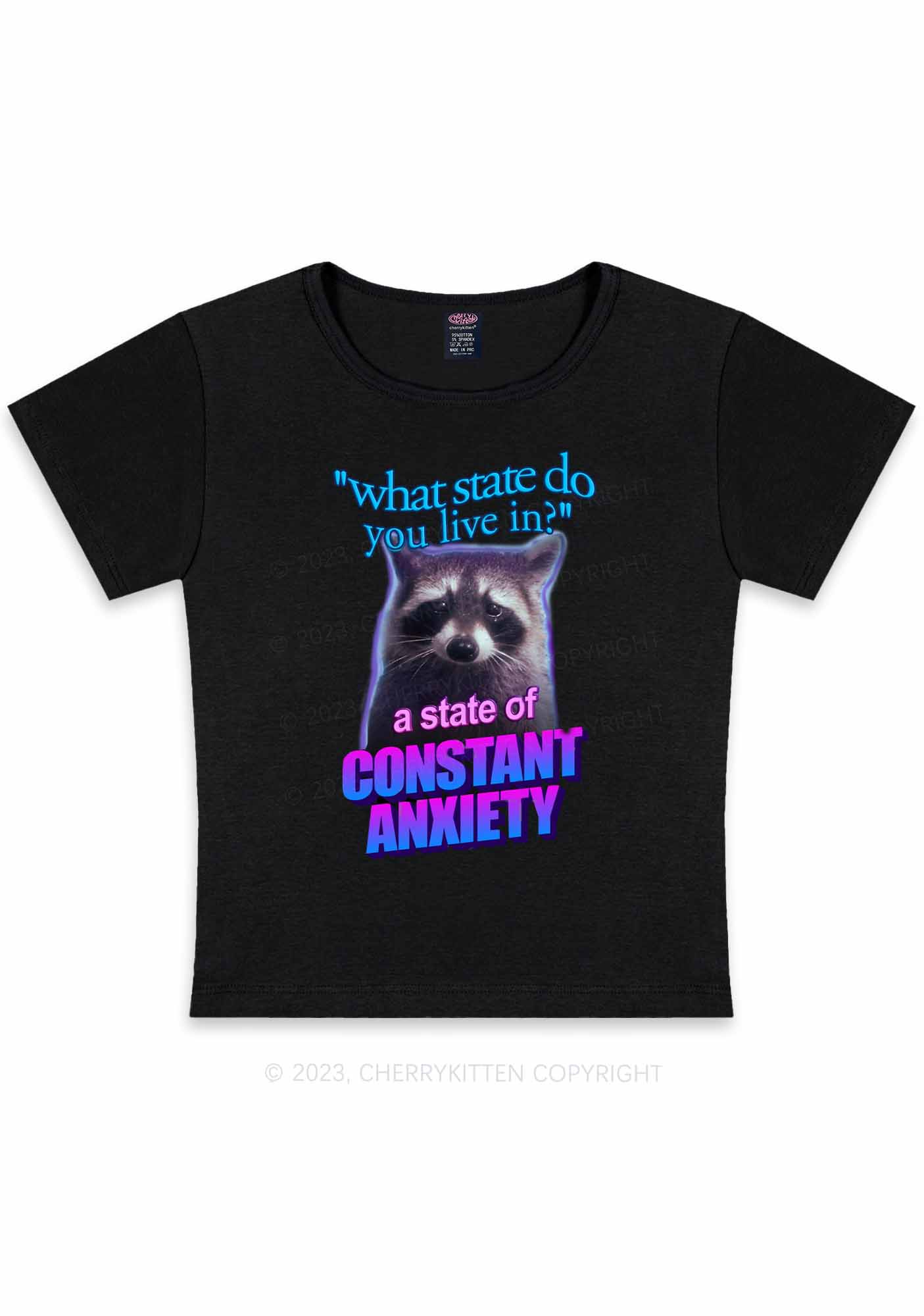 Curvy A State Of Constant Anxiety Y2K Baby Tee Cherrykitten