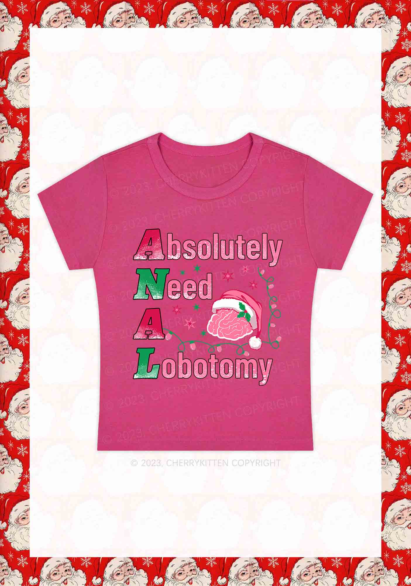 Absolutely Need A Lobotomy Christmas Y2K Baby Tee Cherrykitten