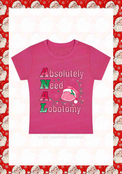 Absolutely Need A Lobotomy Christmas Y2K Baby Tee Cherrykitten