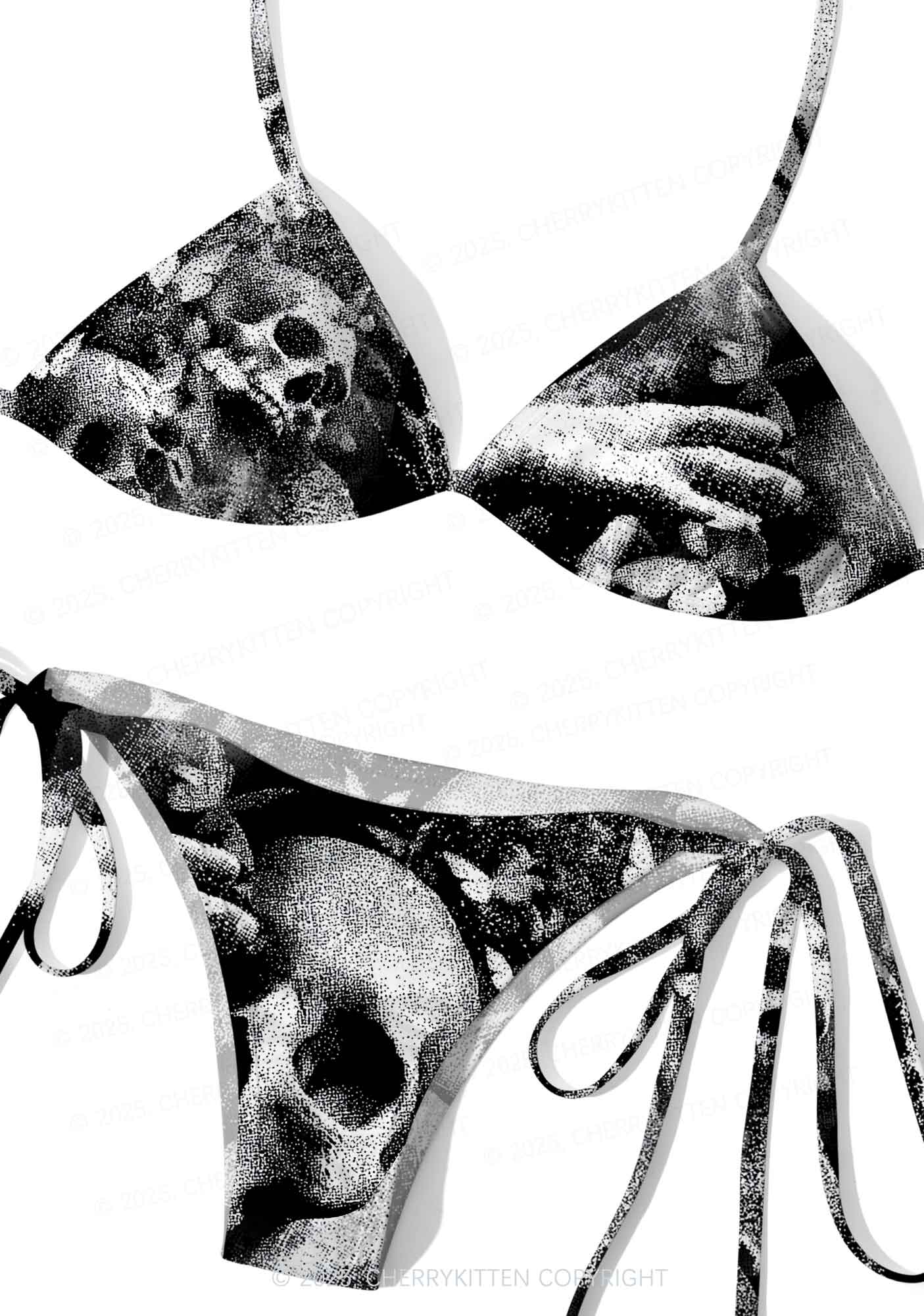 Halloween Gothic Skull Y2K Print Bikini Set Cherrykitten