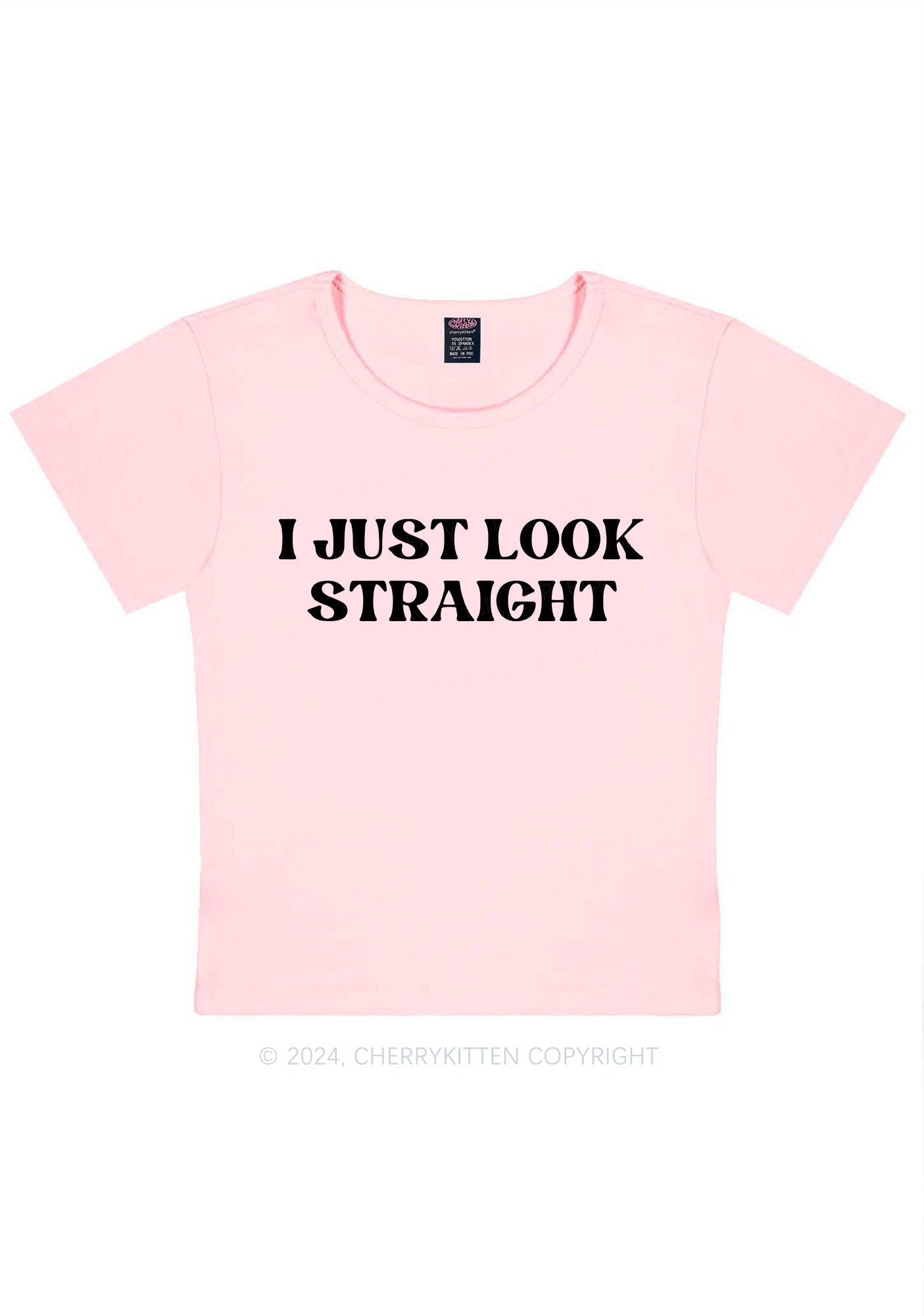 I Just Look Straight Y2k Baby Tee