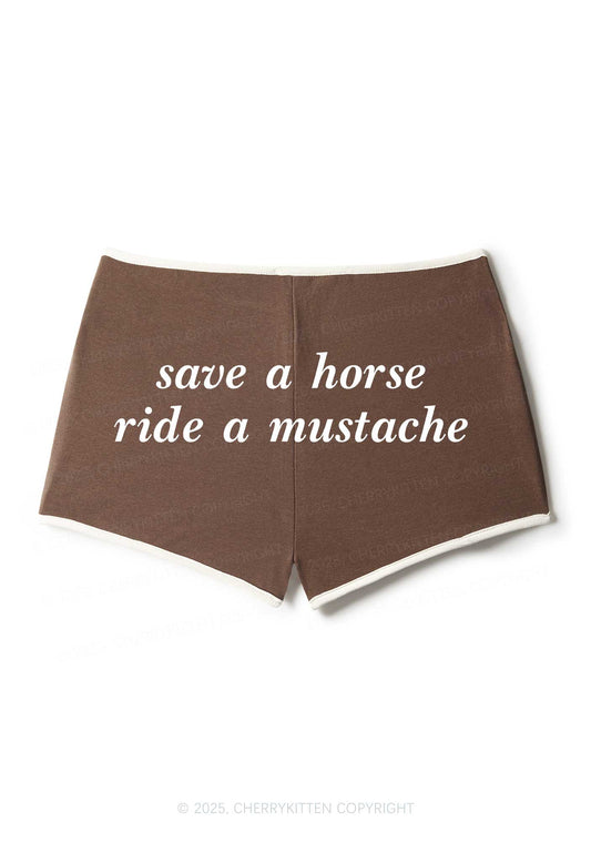 Ride A Mustache Y2K Booty Shorts Cherrykitten