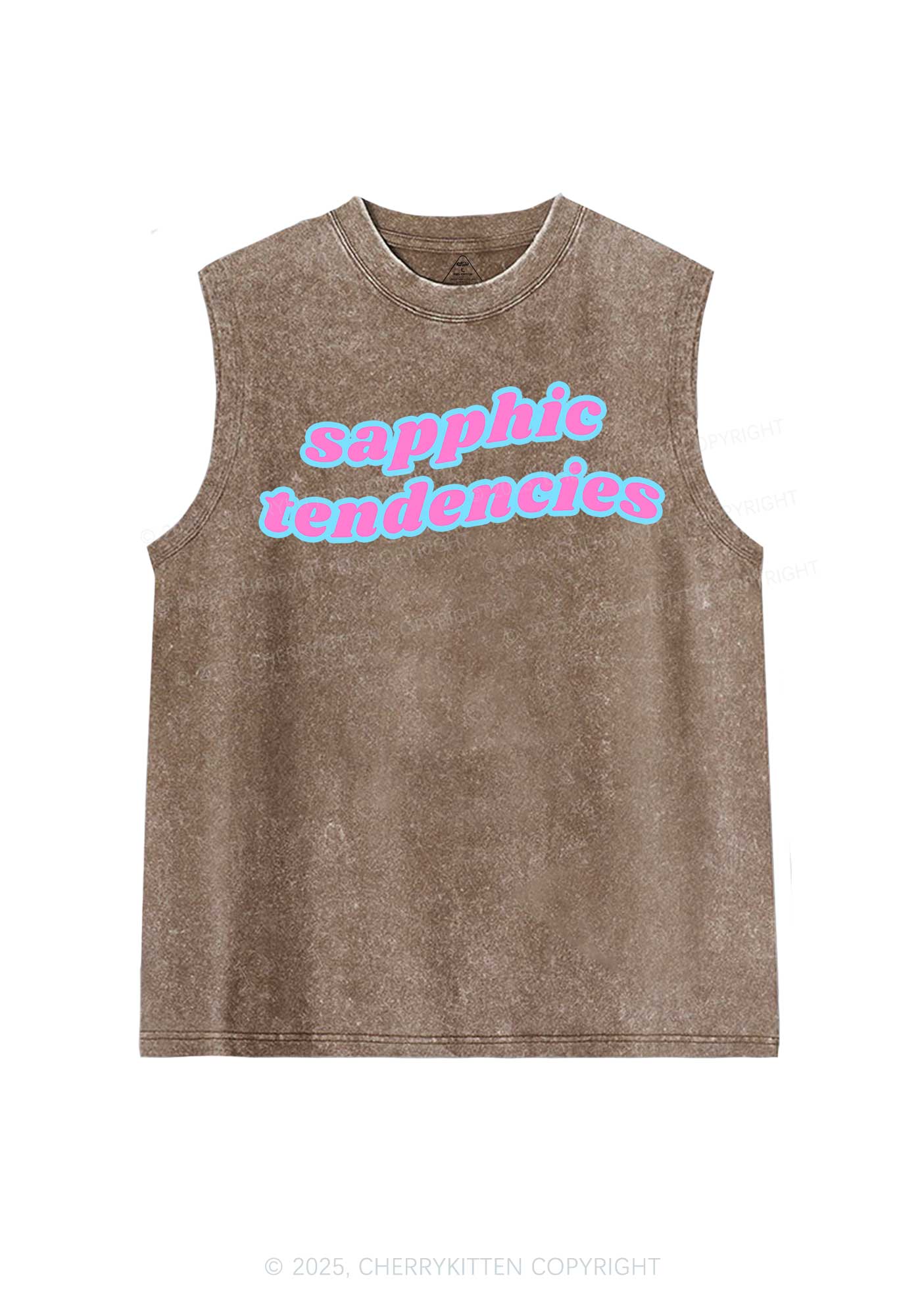 Sapphic Tendencies Pride Y2K Washed Muscle Tank Cherrykitten