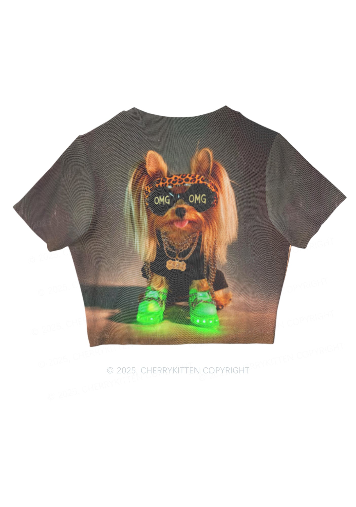 OMG Doggy Y2K Mesh Crop Top Cherrykitten