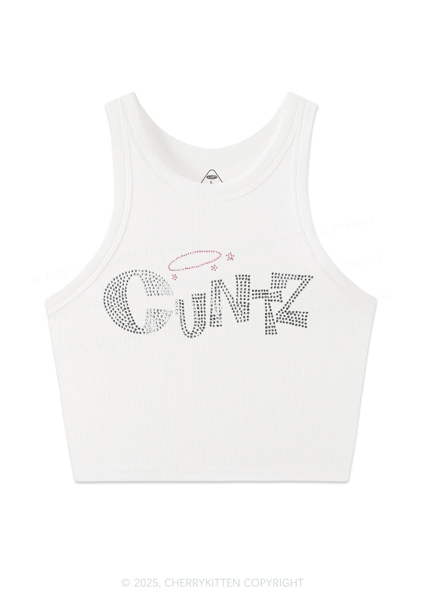 Rhinestone Cxntz Y2K Crop Tank Top Cherrykitten