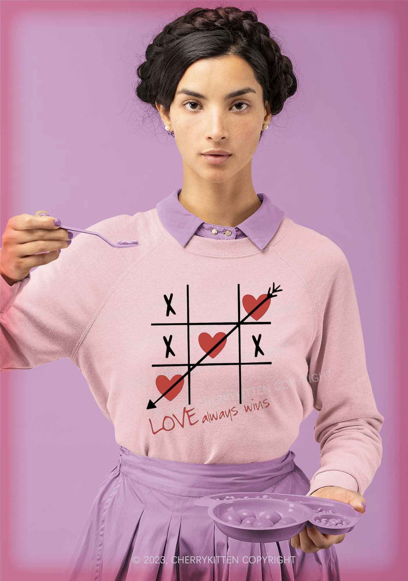 Love Always Wins Y2K Valentine's Day Sweatshirt Cherrykitten